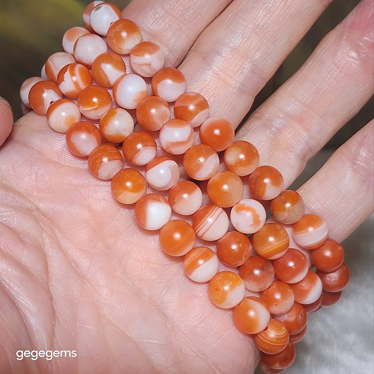 Premium 7.7mm 108 beads Baoshan Nan Hong red & white "Treasure Bowl"  necklace 优质保山南红108颗红白聚宝盆项链多圈手链