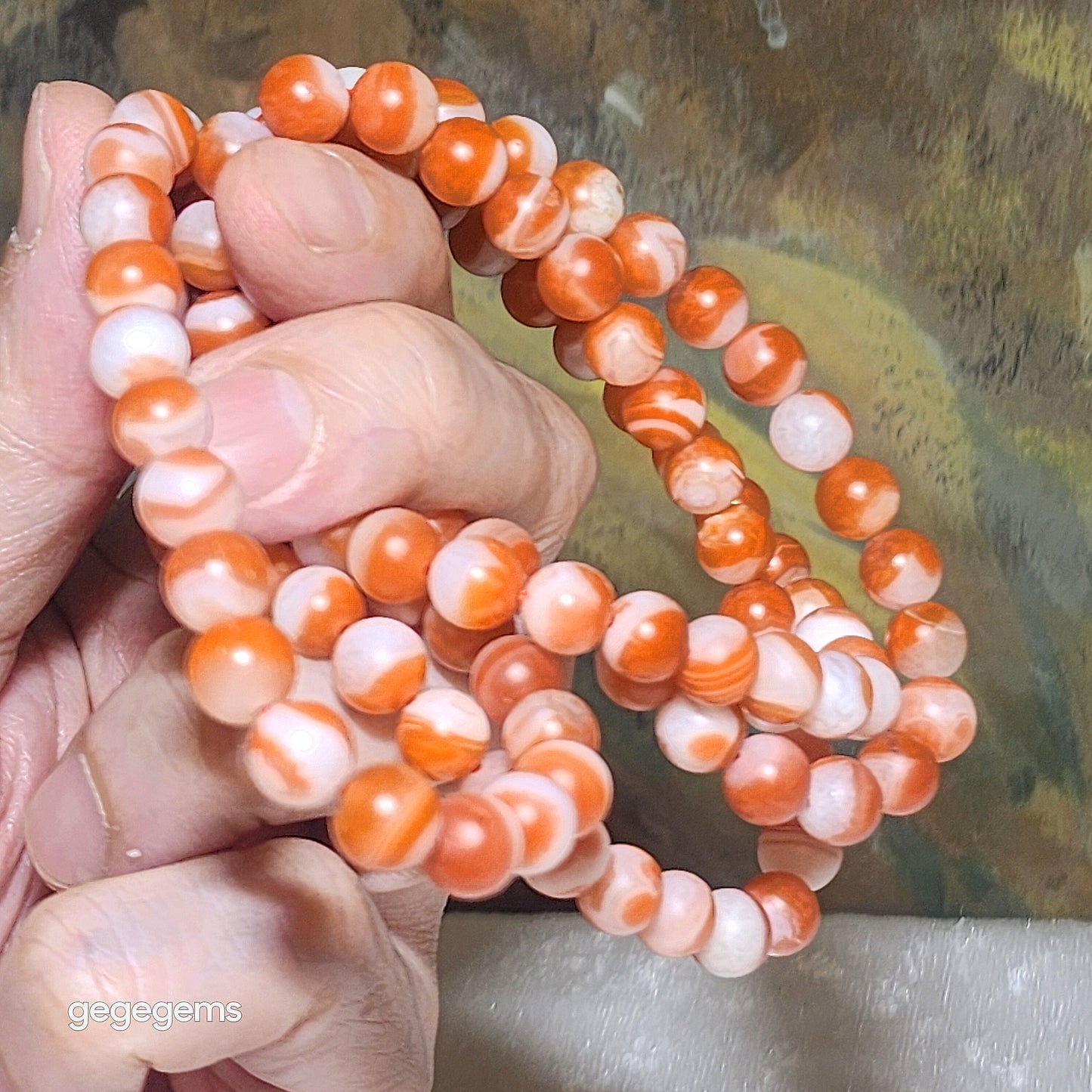 Premium 7.7mm 108 beads Baoshan Nan Hong red & white "Treasure Bowl"  necklace 优质保山南红108颗红白聚宝盆项链多圈手链