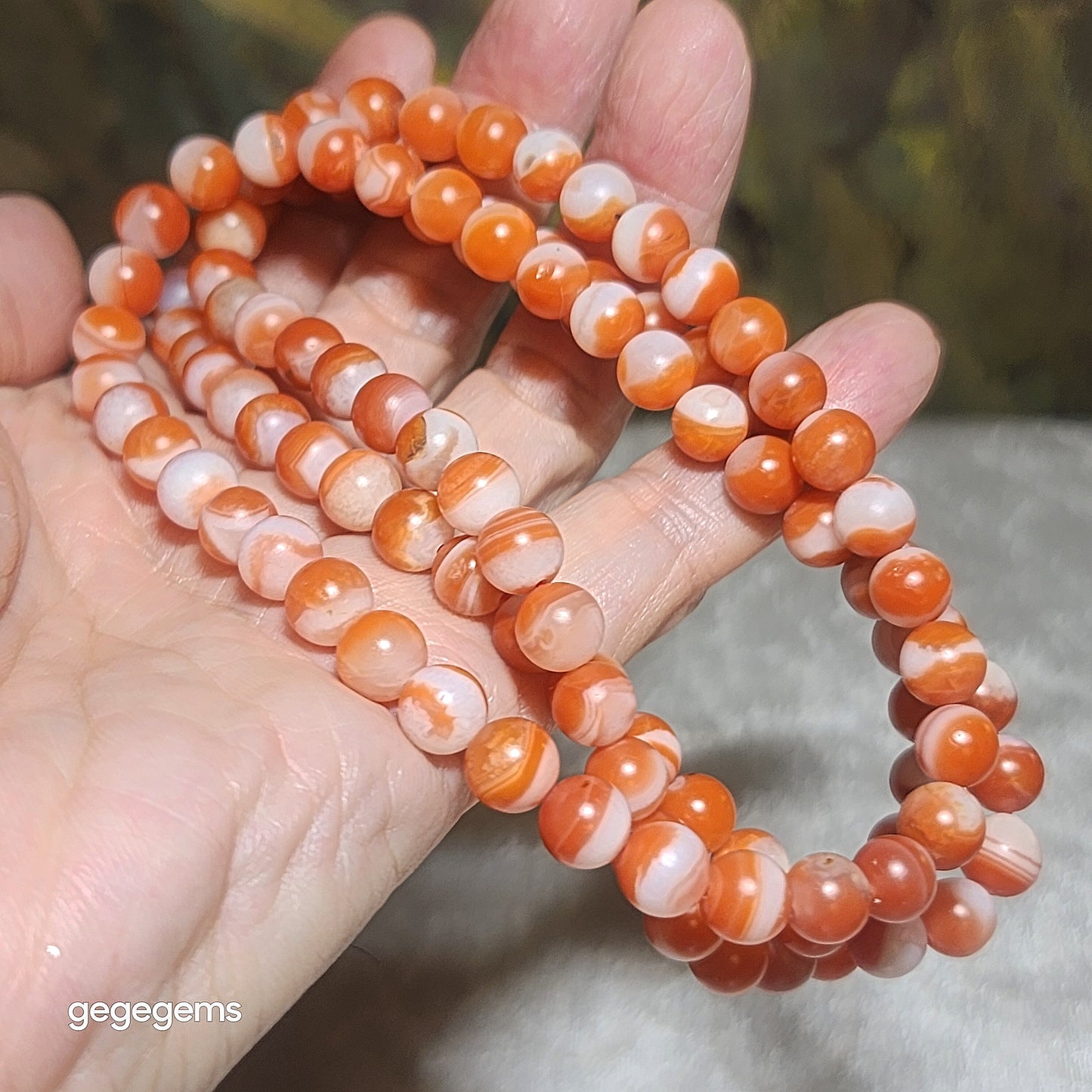 Premium 7.7mm 108 beads Baoshan Nan Hong red & white "Treasure Bowl"  necklace 优质保山南红108颗红白聚宝盆项链多圈手链