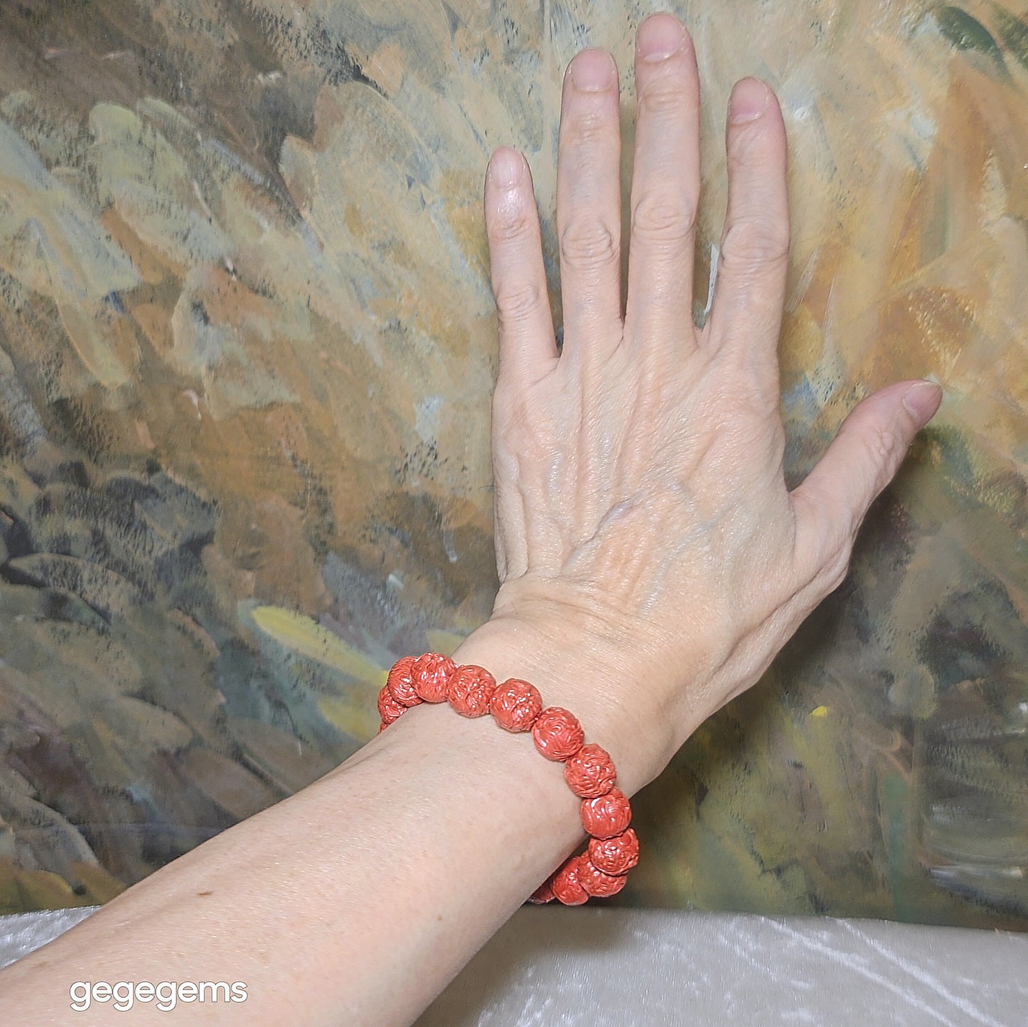 Premium 11.5mm purest natural Cinnabar 3 dimensional carvings Dragon bracelet 精品高纯朱砂立体龙手链