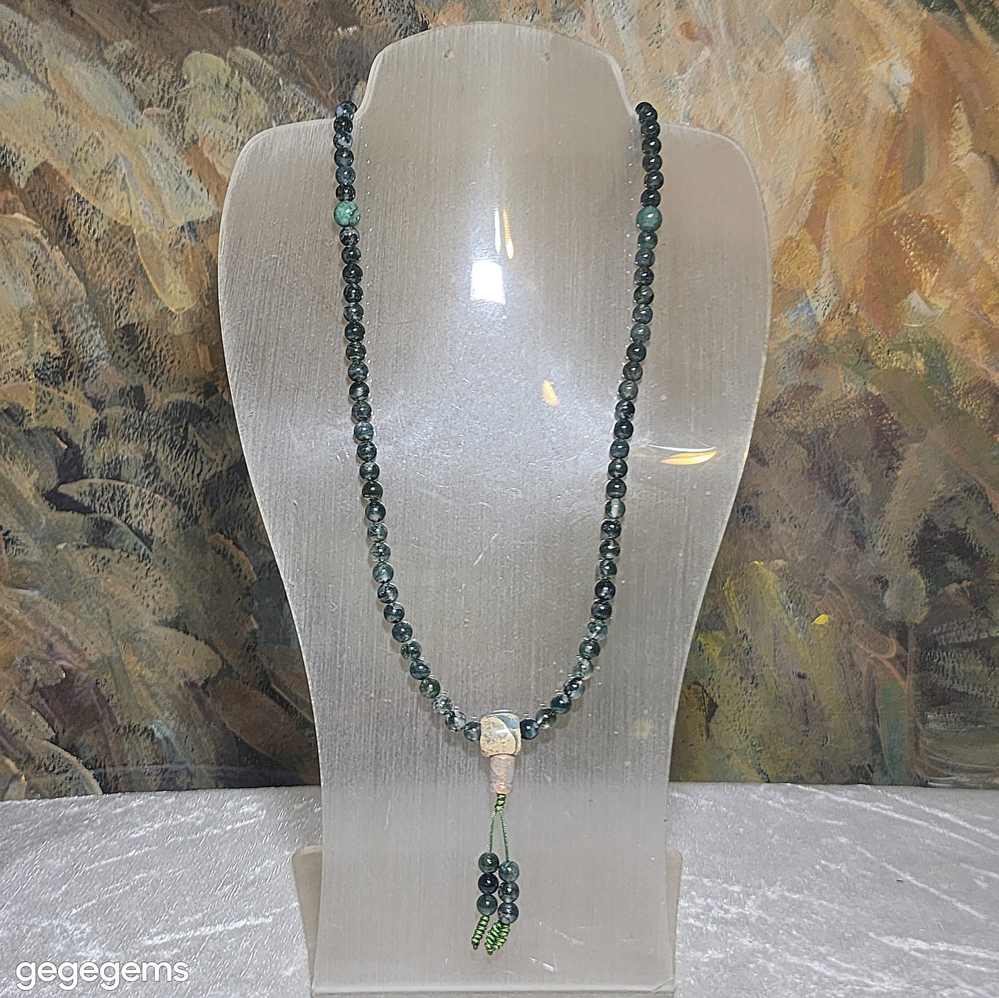 Gegegems premium 6mm 108 Icy Moss Agate Chrysocolla & Shoushan Stone mala necklace [Natural Crystals] 优质天然冰种水草玛瑙凤凰石蛇皮寿山石108念珠项链