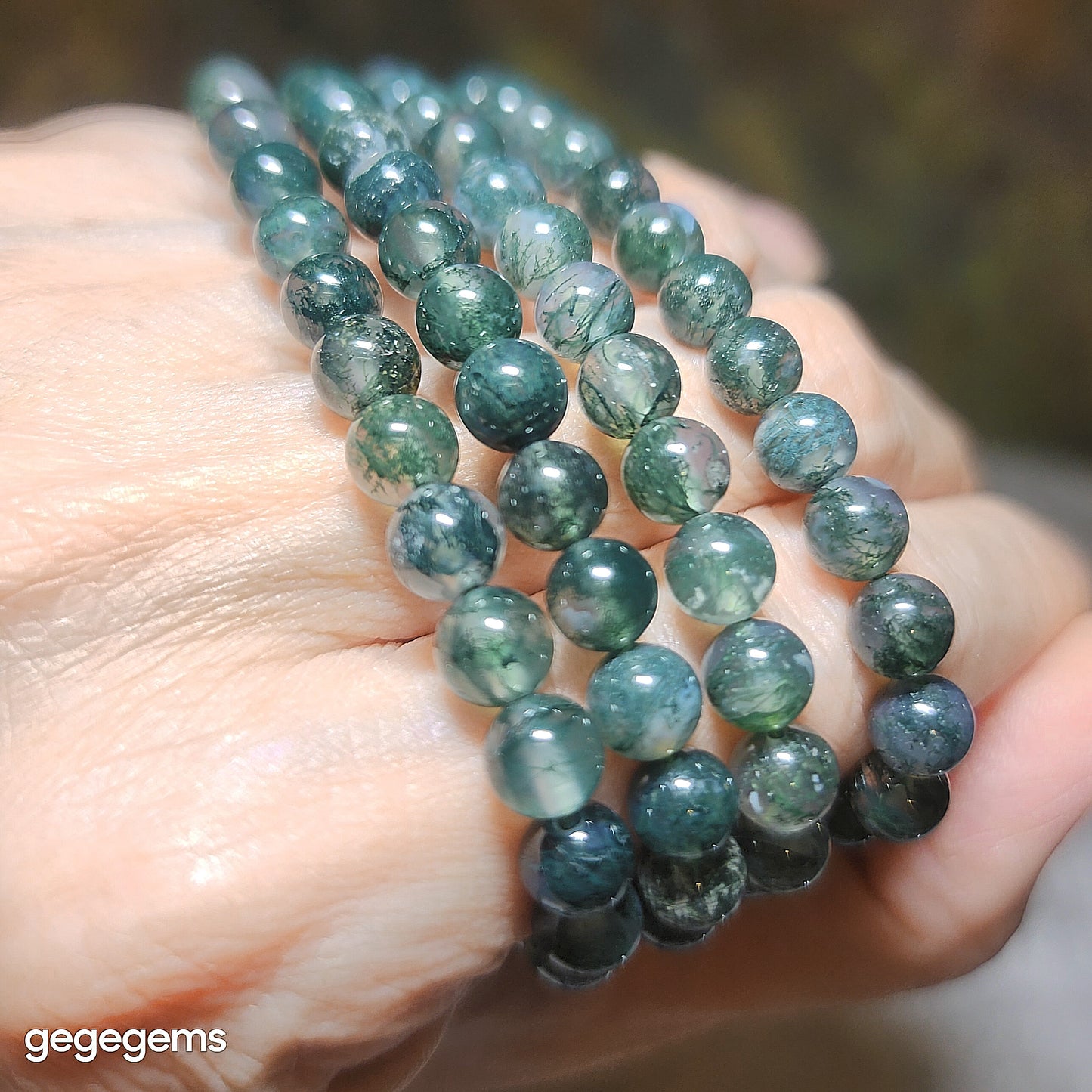 Gegegems premium 6mm 108 Icy Moss Agate Chrysocolla & Shoushan Stone mala necklace [Natural Crystals] 优质天然冰种水草玛瑙凤凰石蛇皮寿山石108念珠项链