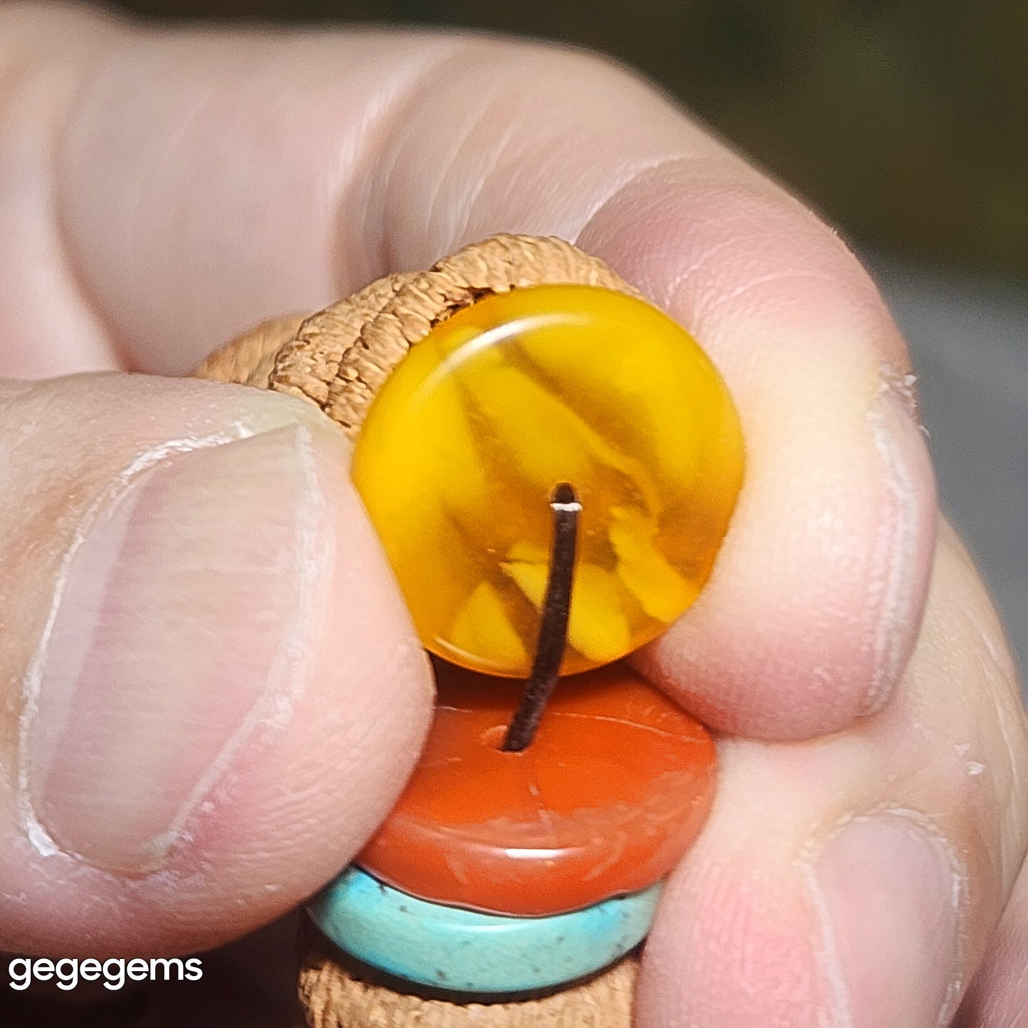 14mm "Mo Pan Lotus Bodhi" natural Nan Hong, Hubei Turquoise and  Butterscotch Amber bracelet 满包磨盘莲花菩提配南红原矿湖北松石蜜腊手链