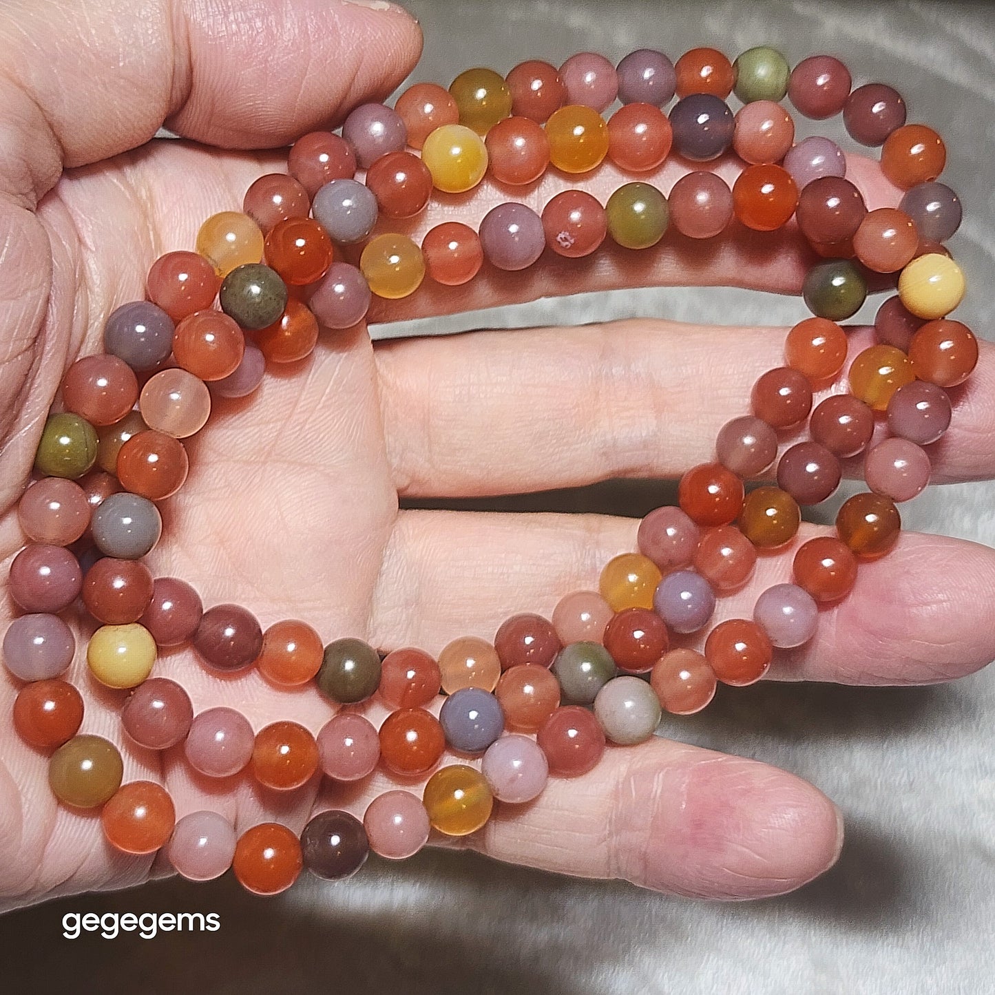 Gegegems premium 7mm+ SiChuan Yanyuan Agate108 beads mala necklace [Natural Crystal] 精品四川盐源玛瑙108念珠项链