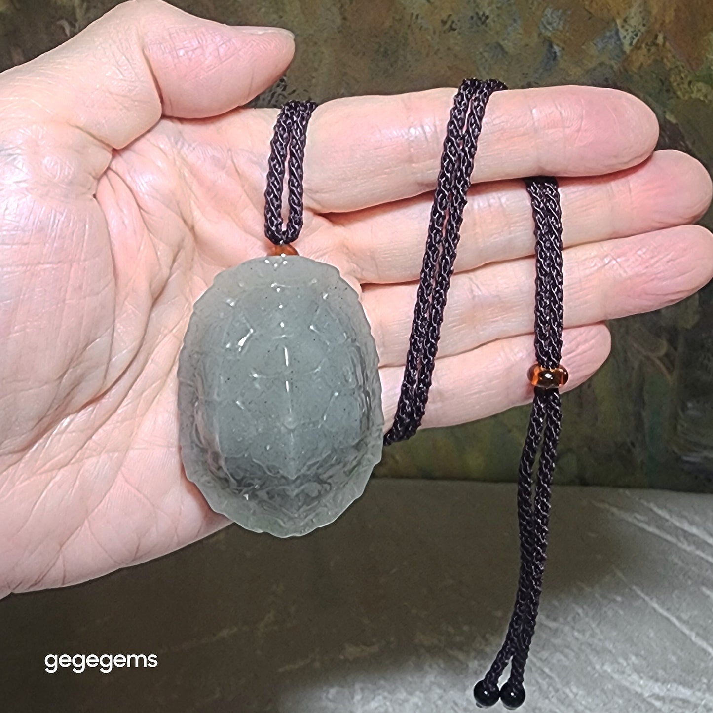 Premium Nephrite Qinghua (black & white) light yellow green hue 3 dimensional The Richest Fu Jia Tian Xia pendant (with certificate) 精品和田玉且末青花(黑白)微黄绿立体富甲天下吊坠(带证书)