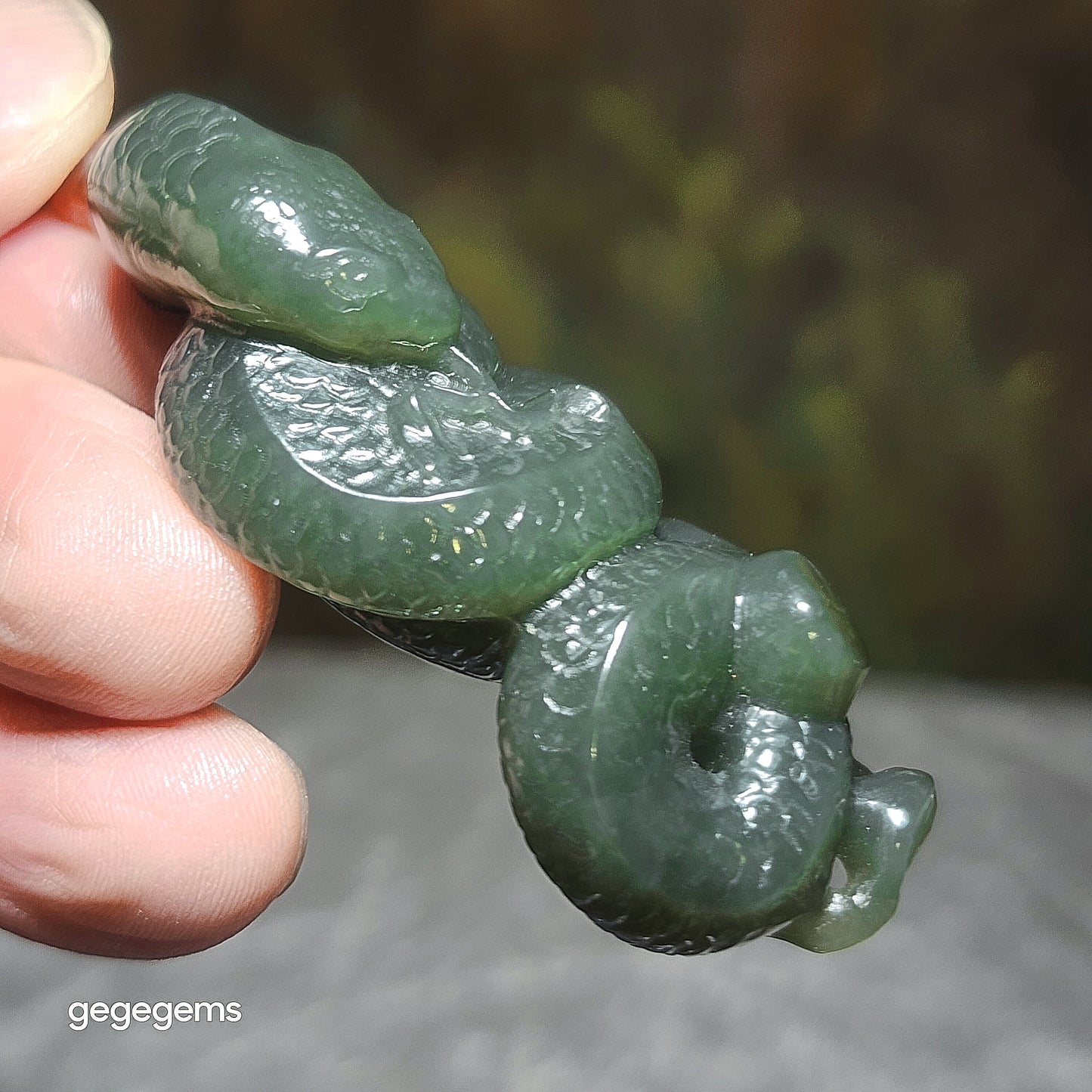 Premium Nephrite caramel brown blue green good greasiness 3 dimensional Snake Copper Coin Jade pendant (with certificate) 优质且末蓝调糖青白油润和田玉蛇铜钱吊坠(带证书)