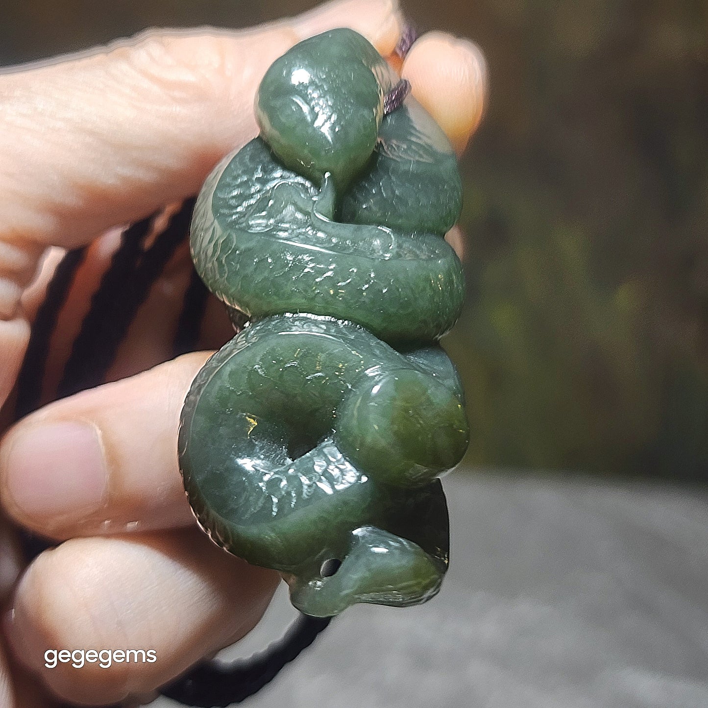 Premium Nephrite caramel brown blue green good greasiness 3 dimensional Snake Copper Coin Jade pendant (with certificate) 优质且末蓝调糖青白油润和田玉蛇铜钱吊坠(带证书)