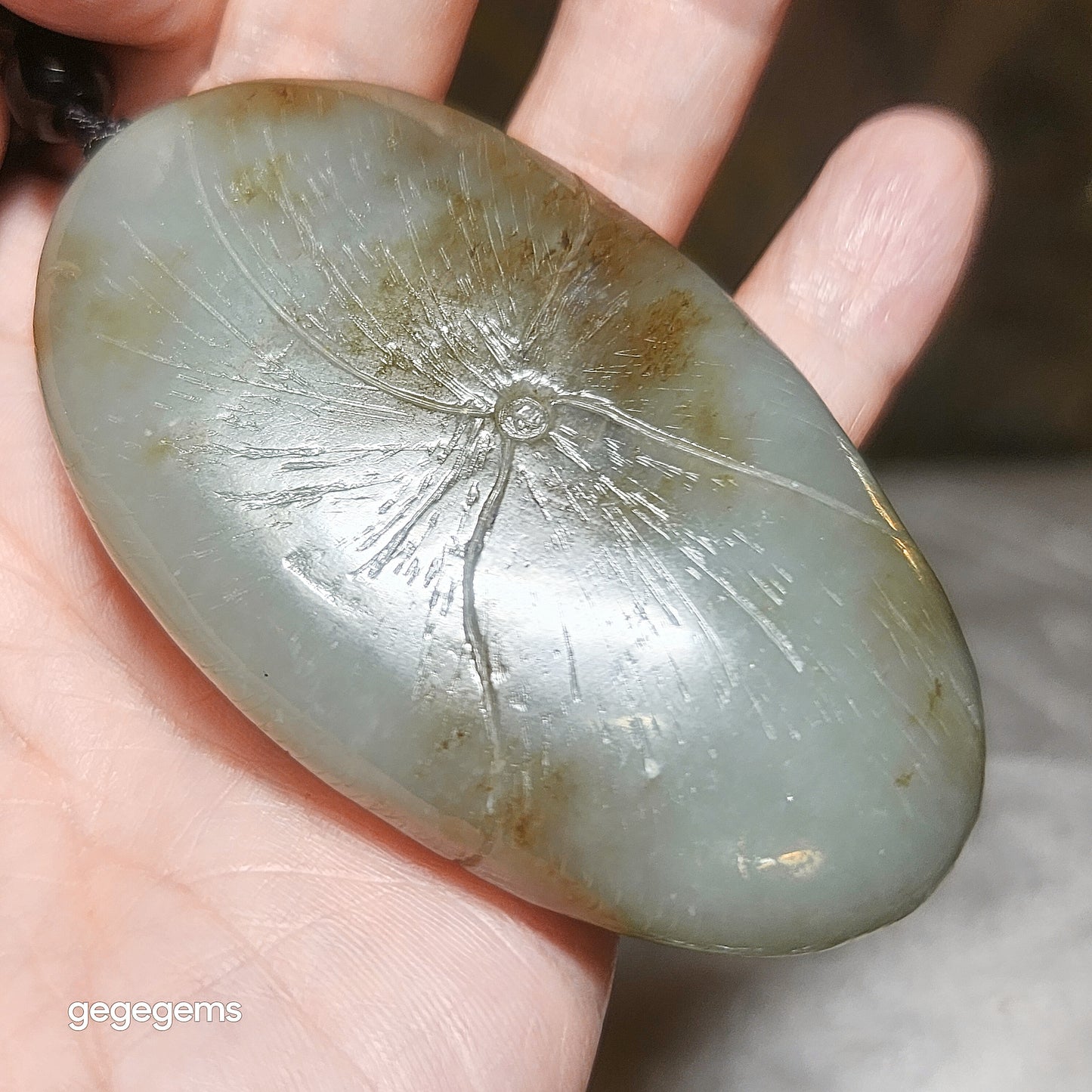 Premium Nephrite caramel brown blue green good greasiness Laughing Buddha & Lucky Boy handheld (with certificate) 优质且末糖蓝调油润和田玉佛童子荷叶把件(带证书)