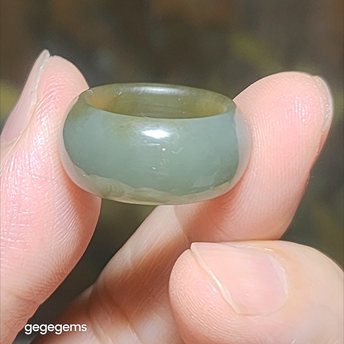 16.1mm Premium Nephrite caramel brown blue green good greasiness Jade ring (with certificate) 优质和田玉且末糖浅蓝绿油润戒指(带证书)