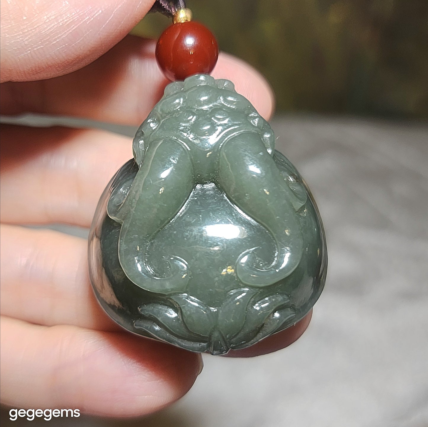 Premium Nephrite good greasiness light green with some caramel brown 3 dimensional Dragon Tortoise Jade handheld large pendant (with certificate) 优质和田玉且末青白糖油润立体龙龟手把大吊坠(带证书)