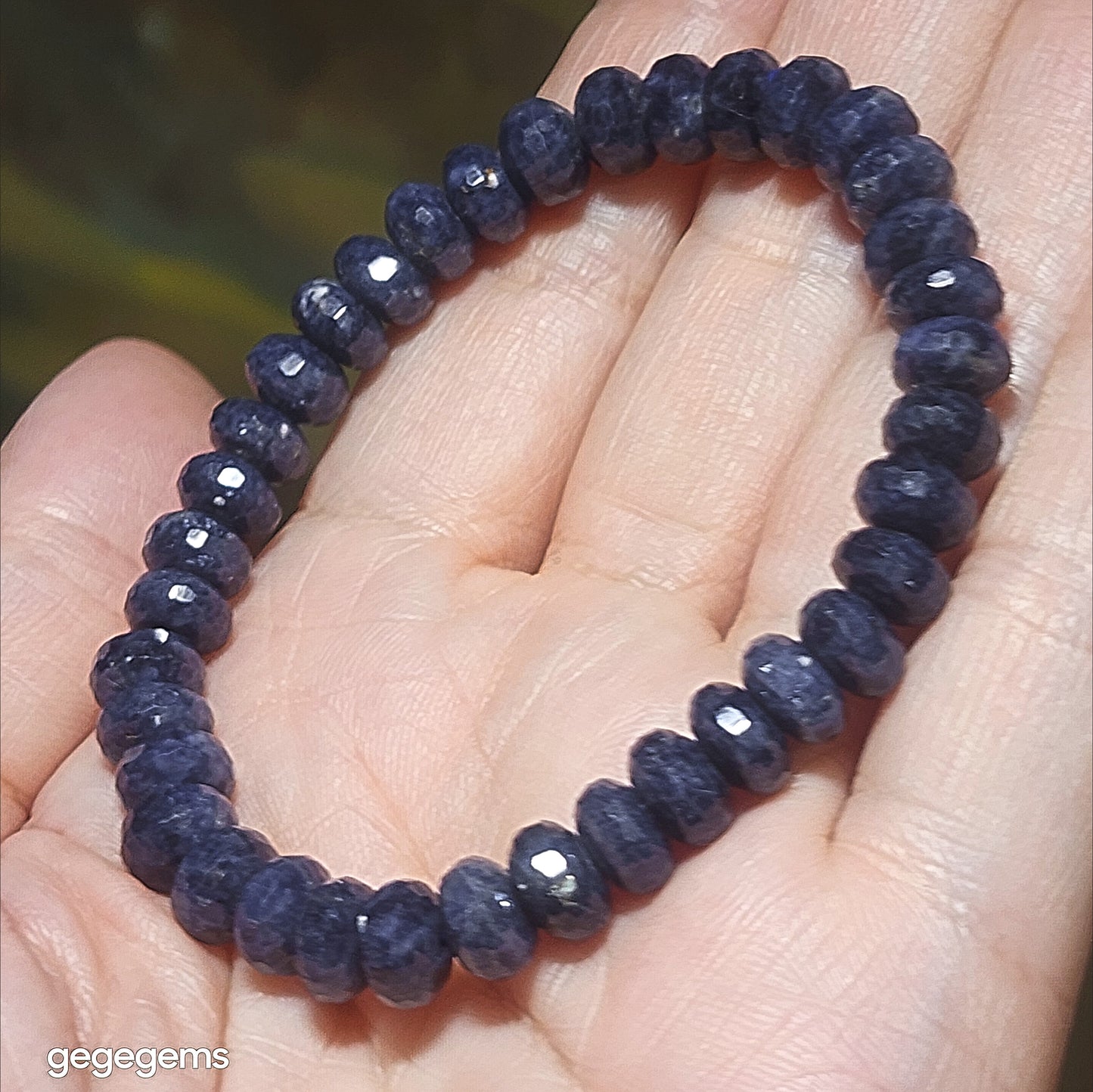 Gegegems premium 7.8mm faceted raw blue Sapphire bracelet [Natural Crystal] 精品蓝宝石原石切面手链