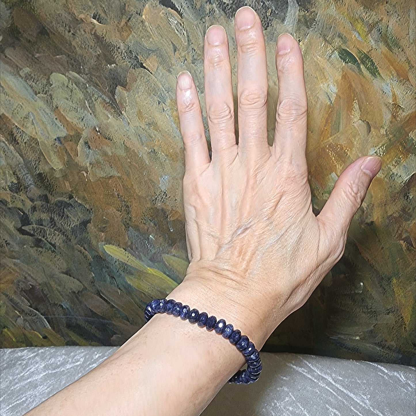 Gegegems premium 7.8mm faceted raw blue Sapphire bracelet [Natural Crystal] 精品蓝宝石原石切面手链