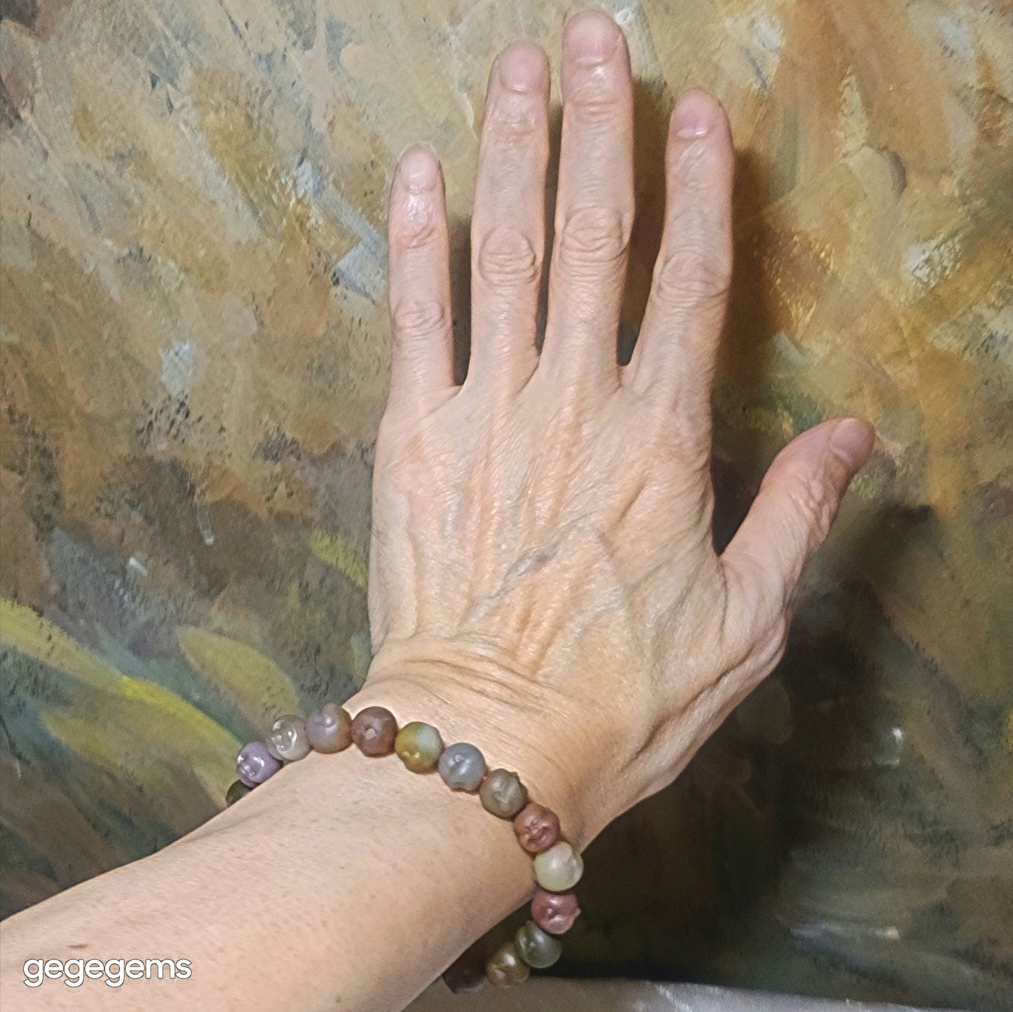 Gegegems Collection premium 10mm multicolor Yanyuan Agate Laughing Buddha bracelet [Natural Crystal] 精品盐源玛瑙多色笑佛手链
