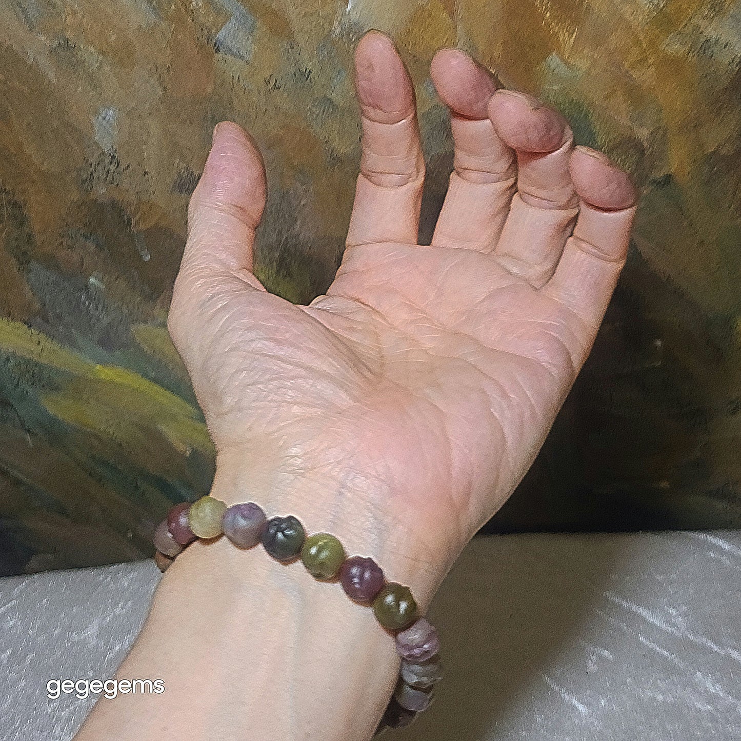 Gegegems Collection premium 10mm multicolor Yanyuan Agate Laughing Buddha bracelet [Natural Crystal] 精品盐源玛瑙多色笑佛手链