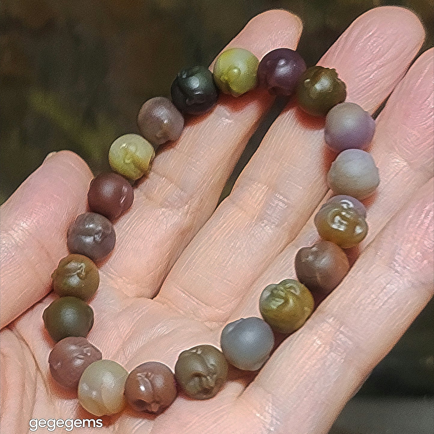 Gegegems Collection premium 10mm multicolor Yanyuan Agate Laughing Buddha bracelet [Natural Crystal] 精品盐源玛瑙多色笑佛手链