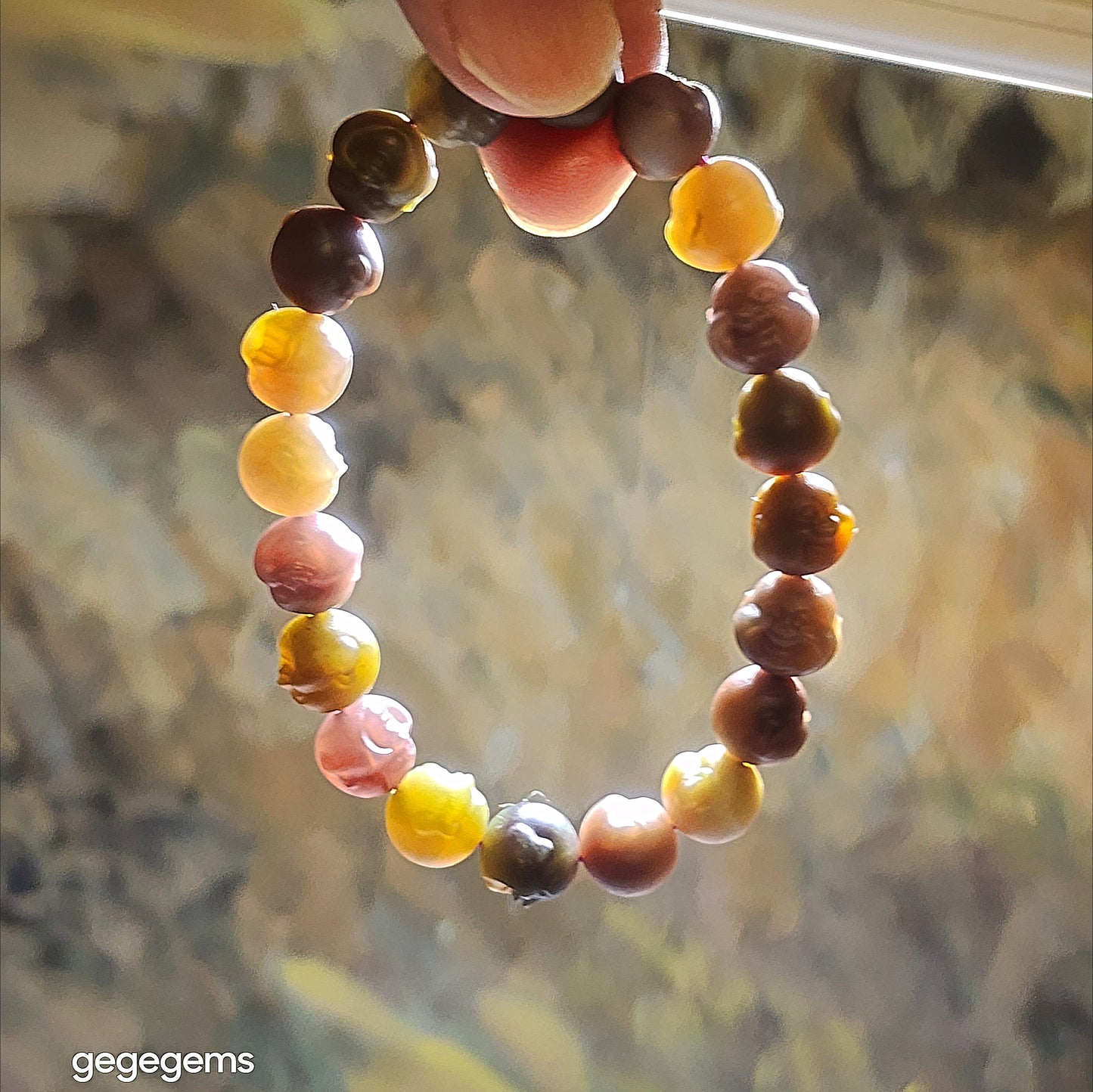 Gegegems Collection premium 10mm multicolor Yanyuan Agate Laughing Buddha bracelet [Natural Crystal] 精品盐源玛瑙多色笑佛手链