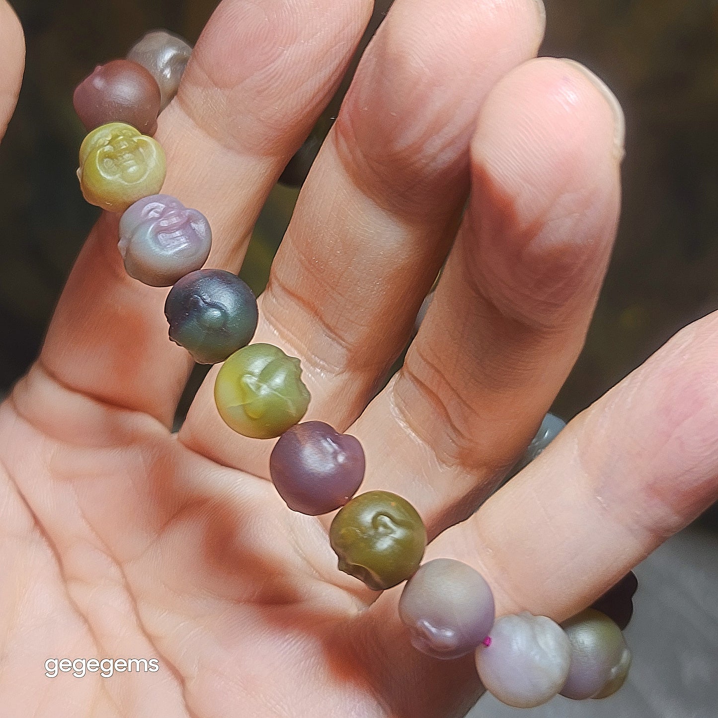 Gegegems Collection premium 10mm multicolor Yanyuan Agate Laughing Buddha bracelet [Natural Crystal] 精品盐源玛瑙多色笑佛手链