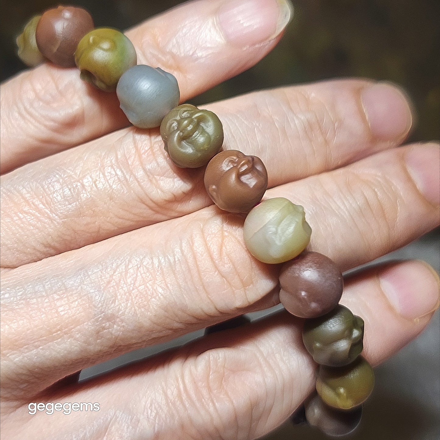 Gegegems Collection premium 10mm multicolor Yanyuan Agate Laughing Buddha bracelet [Natural Crystal] 精品盐源玛瑙多色笑佛手链