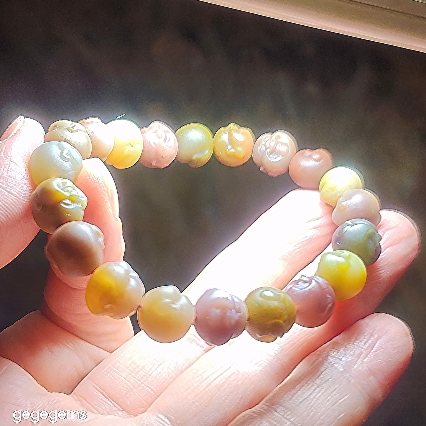 Gegegems Collection premium 10mm multicolor Yanyuan Agate Laughing Buddha bracelet [Natural Crystal] 精品盐源玛瑙多色笑佛手链