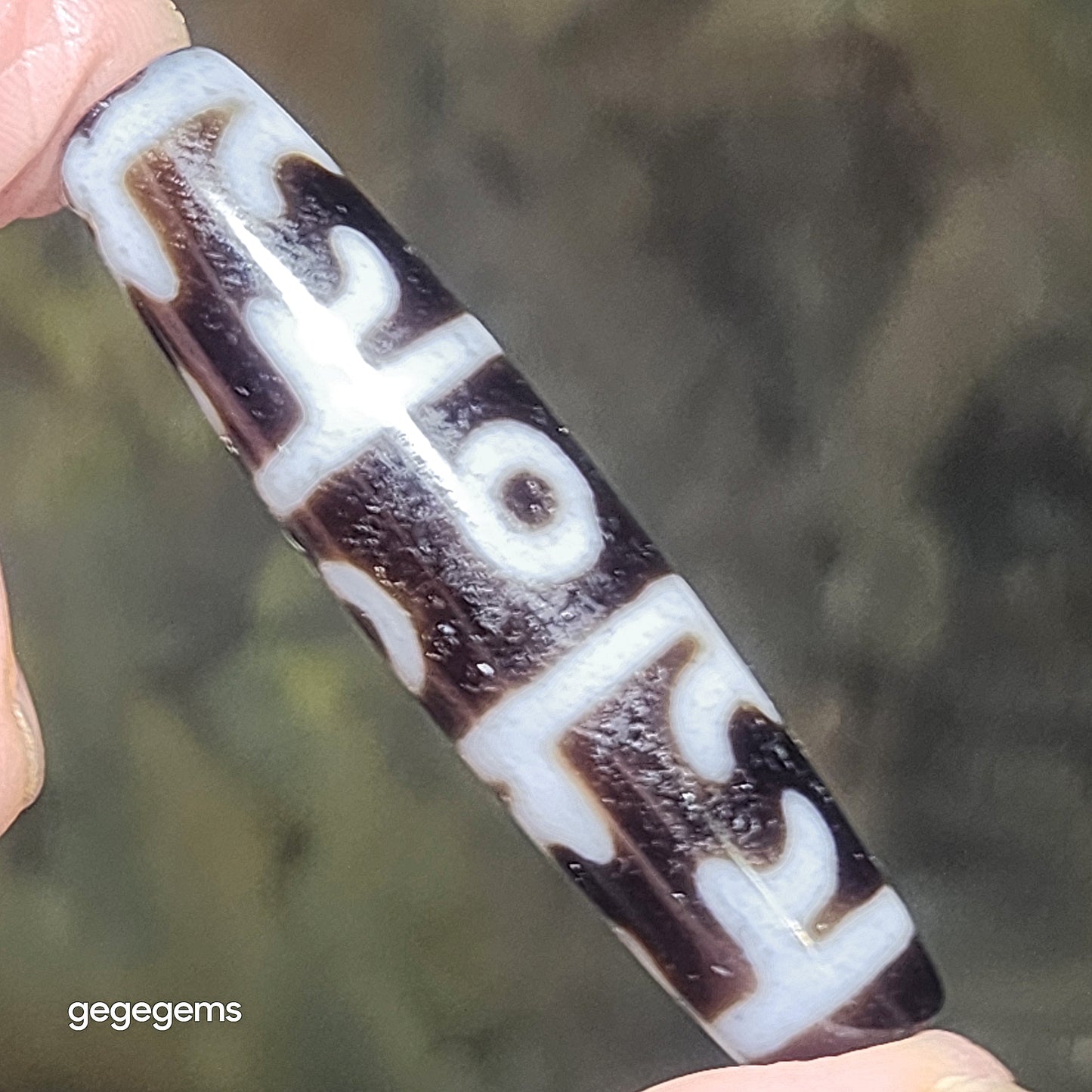 56.3mm Aged Tibetan Agate 3 Eyes Dharma Vajra Dzi pendant 藏传老矿玛瑙三眼莲师法器天珠(送項链绳)