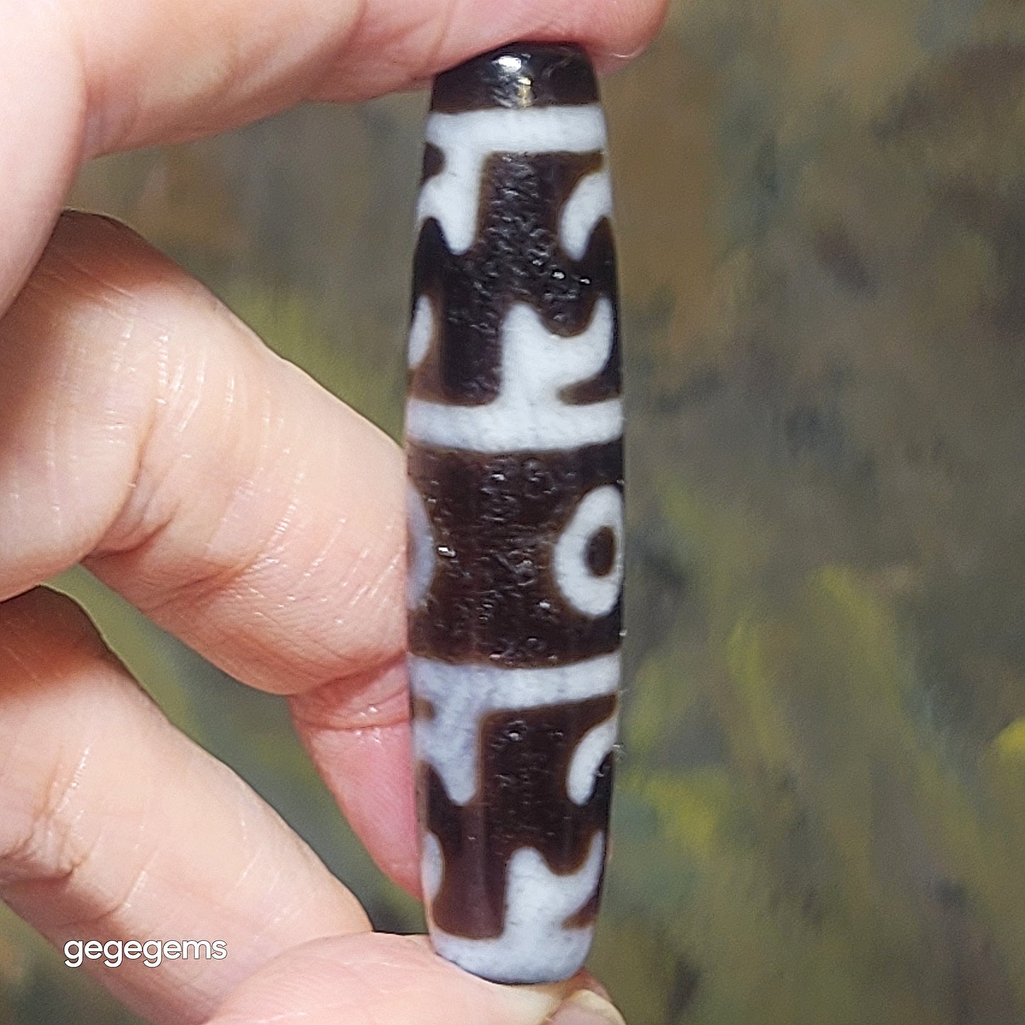 56.3mm Aged Tibetan Agate 3 Eyes Dharma Vajra Dzi pendant 藏传老矿玛瑙三眼莲师法器天珠(送項链绳)