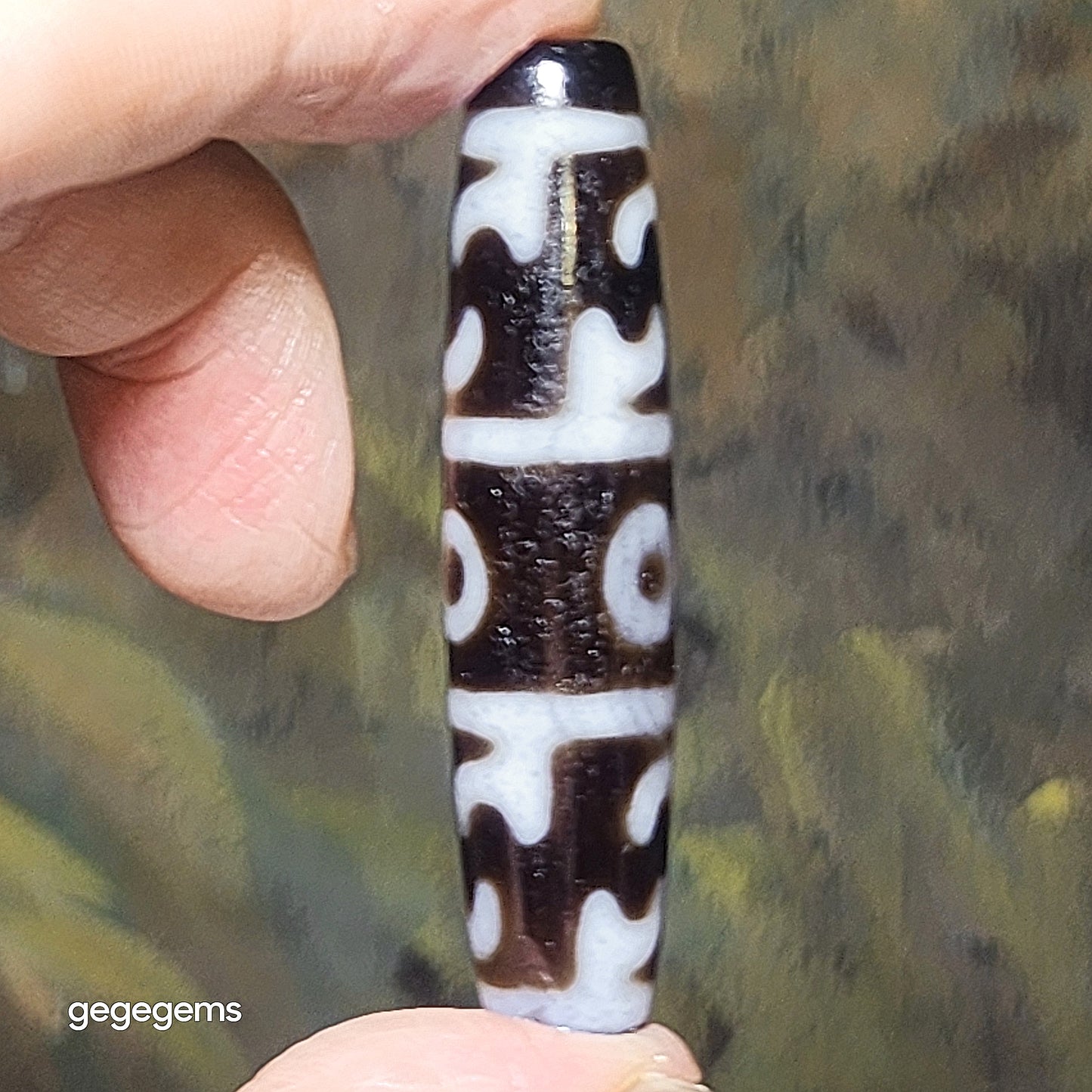 56.3mm Aged Tibetan Agate 3 Eyes Dharma Vajra Dzi pendant 藏传老矿玛瑙三眼莲师法器天珠(送項链绳)