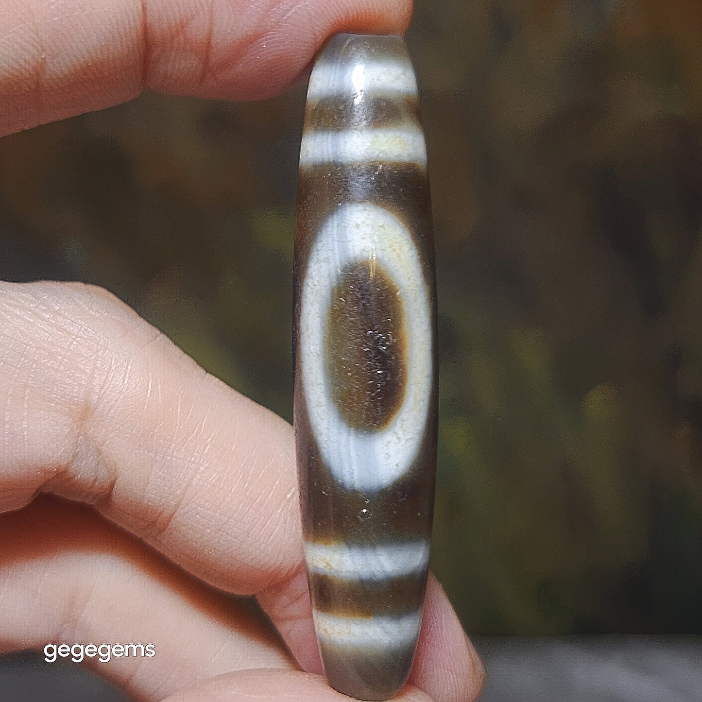 59.1mm Aged Tibetan Agate Heaven & Earth totem natural wavy water lines Dzi pendant (free necklace cord) [Natural Crystal] 西藏老矿玛瑙天地图腾带天然水纹天珠(送项链绳)