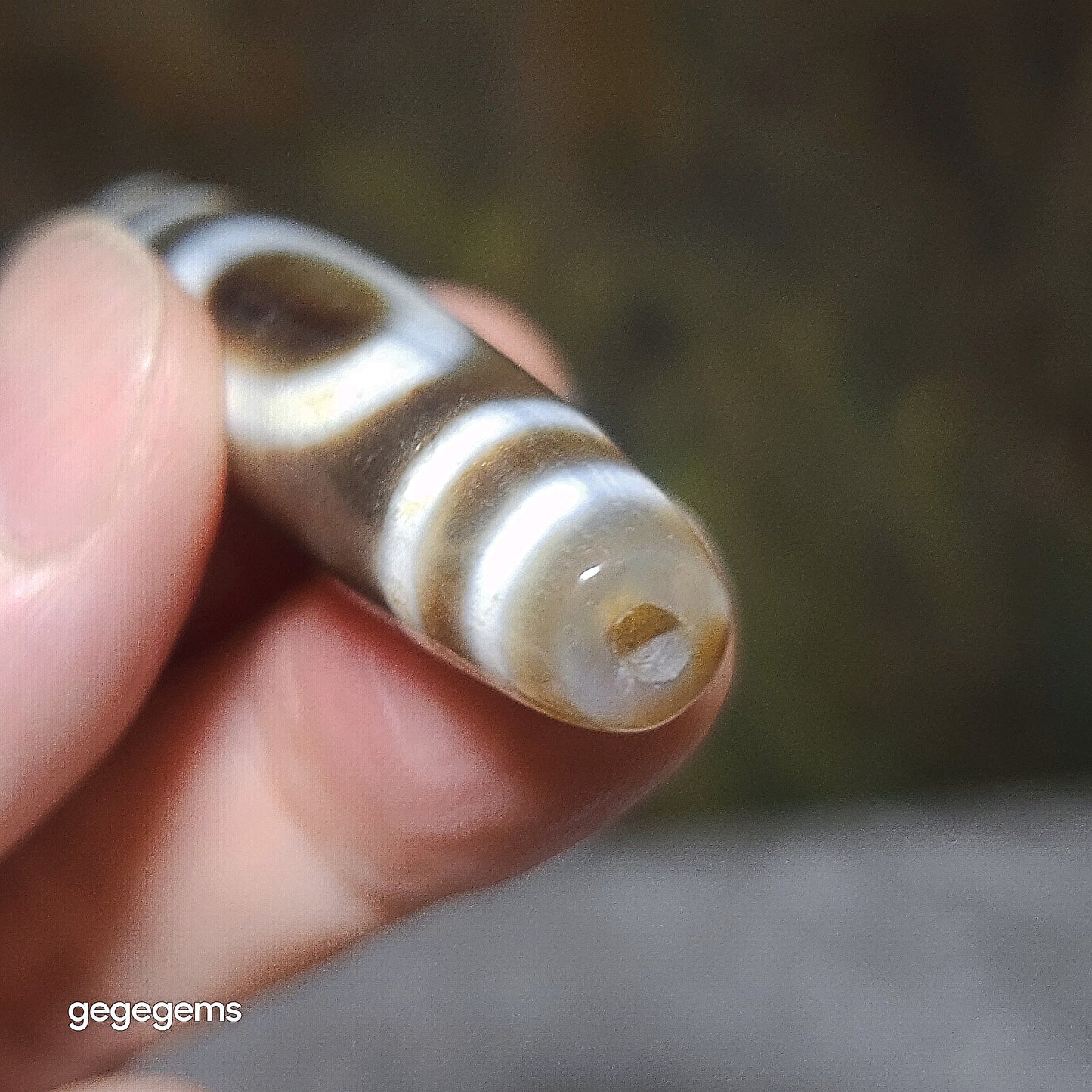 59.1mm Aged Tibetan Agate Heaven & Earth totem natural wavy water lines Dzi pendant (free necklace cord) [Natural Crystal] 西藏老矿玛瑙天地图腾带天然水纹天珠(送项链绳)
