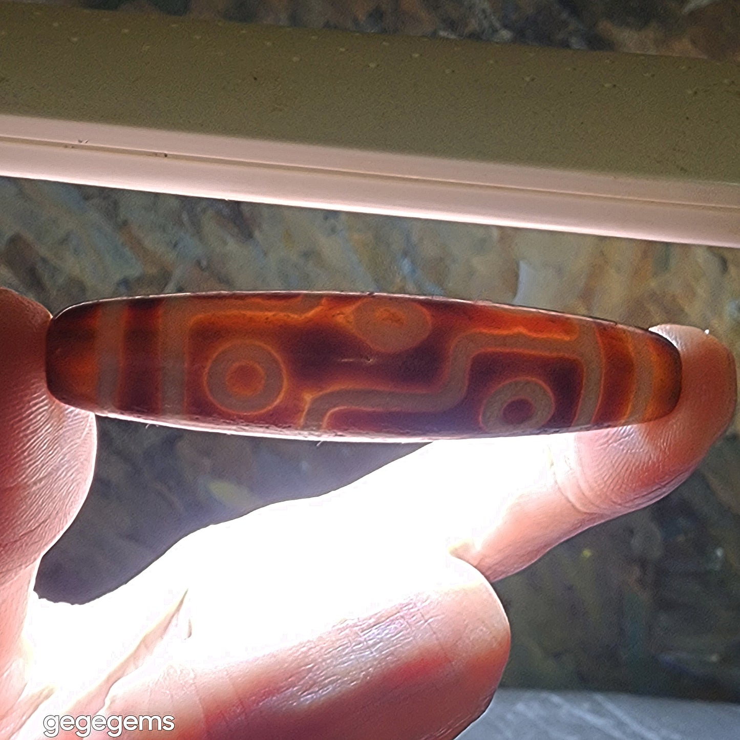 58mm Aged Tibetan Agate dark brown translucent 9 Eyes Dzi (Free necklace cord) [Natural Crystal] 藏传深色透体大号老九眼天珠(送项链绳)