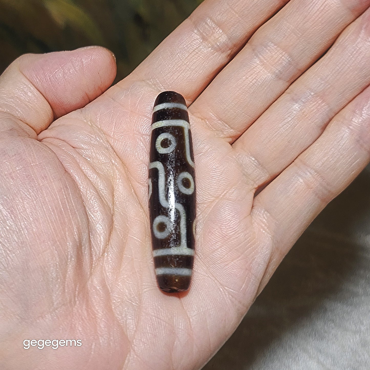 58mm Aged Tibetan Agate dark brown translucent 9 Eyes Dzi (Free necklace cord) [Natural Crystal] 藏传深色透体大号老九眼天珠(送项链绳)