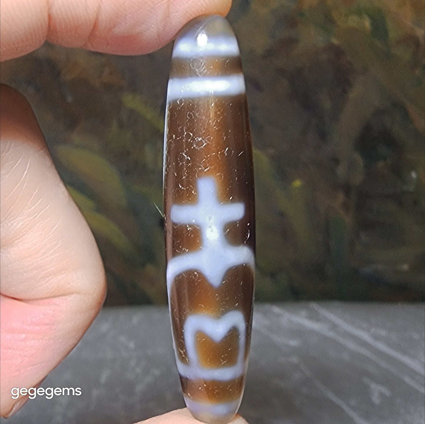 57.6mm Aged Tibetan Agate Longevity Treasure Vase Dzi (Free necklace cord) [Natural Crystal] 藏传老料长寿宝瓶天珠(送项链绳)