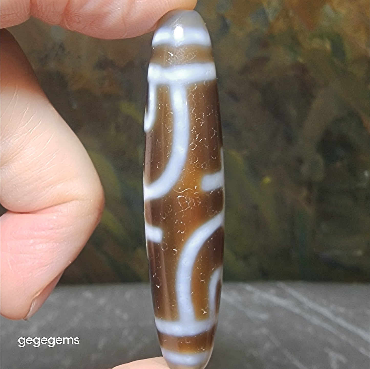 57.6mm Aged Tibetan Agate Longevity Treasure Vase Dzi (Free necklace cord) [Natural Crystal] 藏传老料长寿宝瓶天珠(送项链绳)