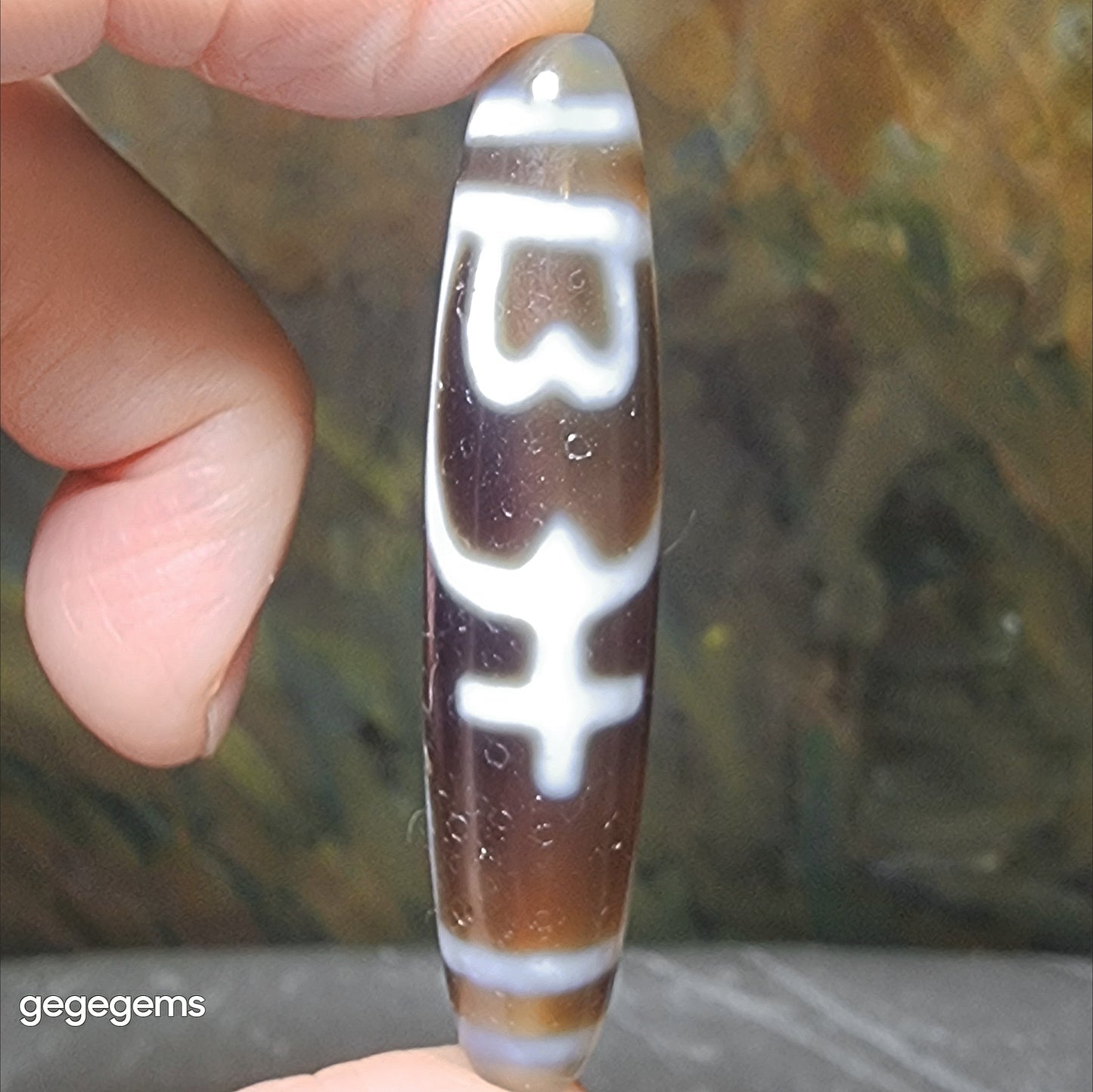 57.6mm Aged Tibetan Agate Longevity Treasure Vase Dzi (Free necklace cord) [Natural Crystal] 藏传老料长寿宝瓶天珠(送项链绳)