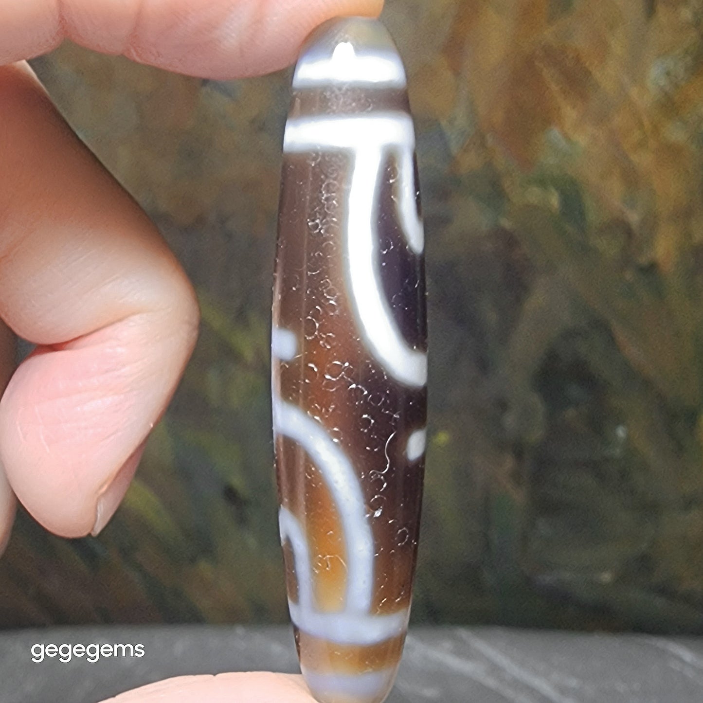 57.6mm Aged Tibetan Agate Longevity Treasure Vase Dzi (Free necklace cord) [Natural Crystal] 藏传老料长寿宝瓶天珠(送项链绳)