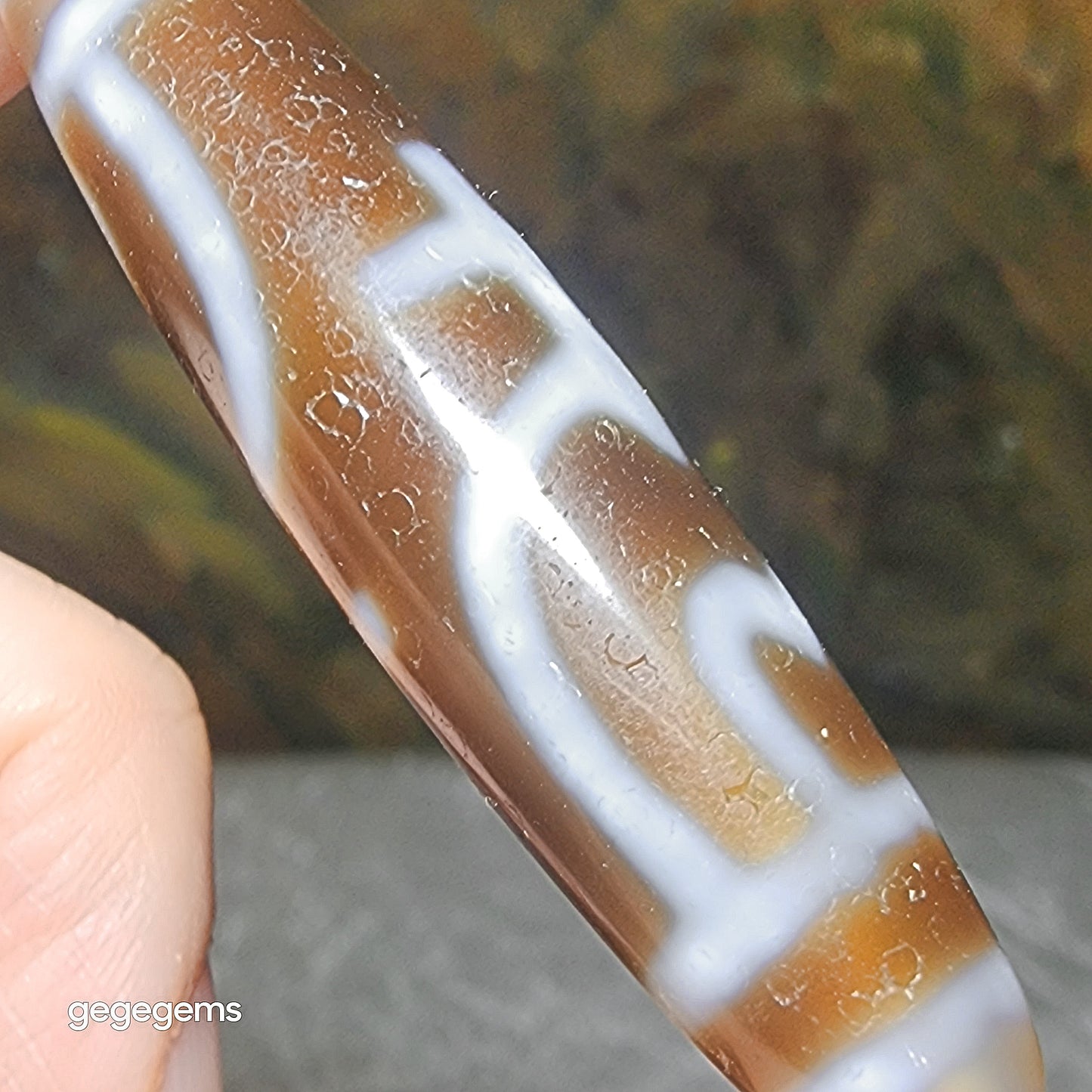 57.6mm Aged Tibetan Agate Longevity Treasure Vase Dzi (Free necklace cord) [Natural Crystal] 藏传老料长寿宝瓶天珠(送项链绳)