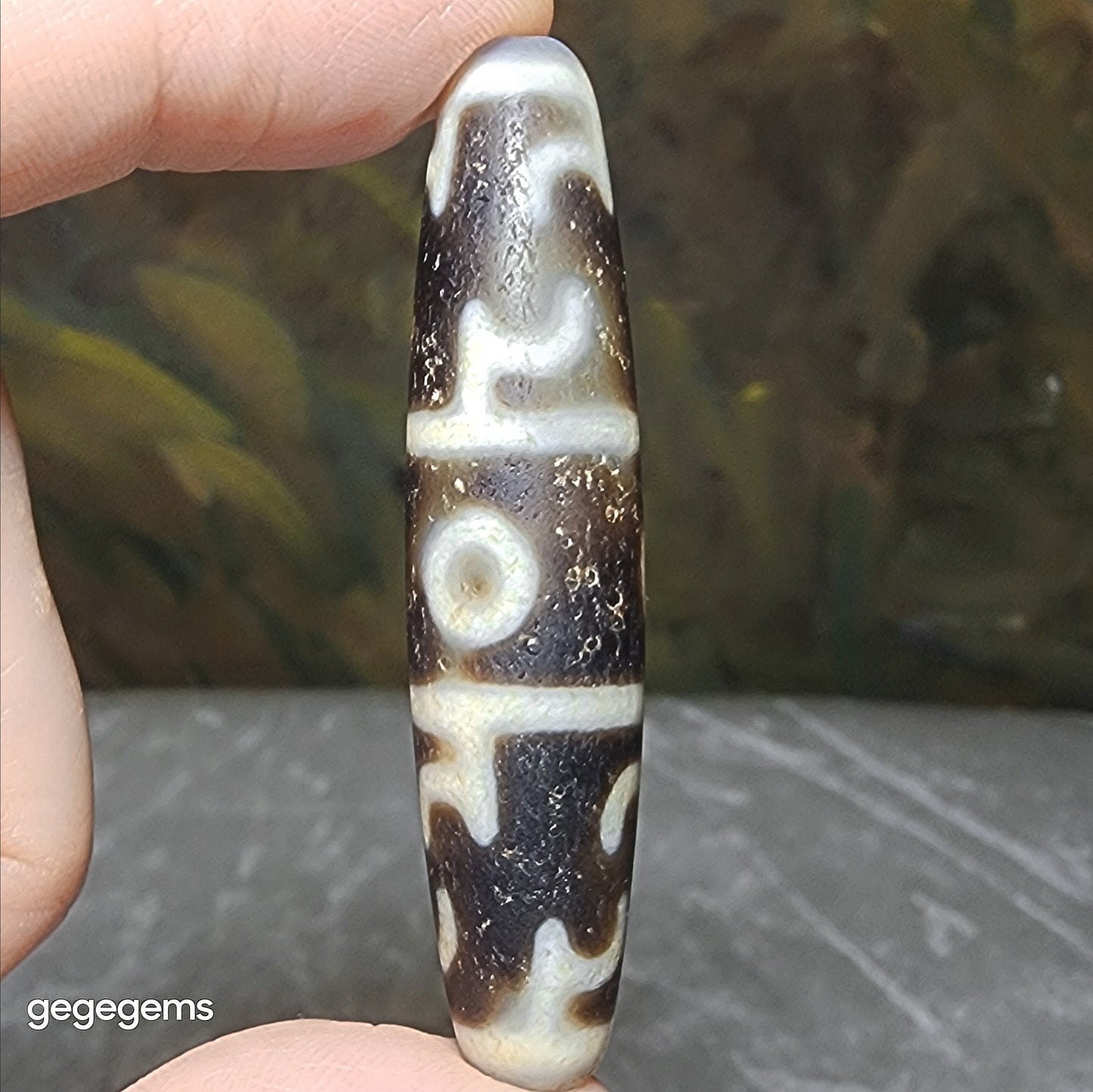 58.6mm Aged Tibetan Agate 3 Eyes Dharma Vajra Dzi pendant (Free necklace cord) 藏传老玛瑙三眼莲师法器天珠(送項链绳)