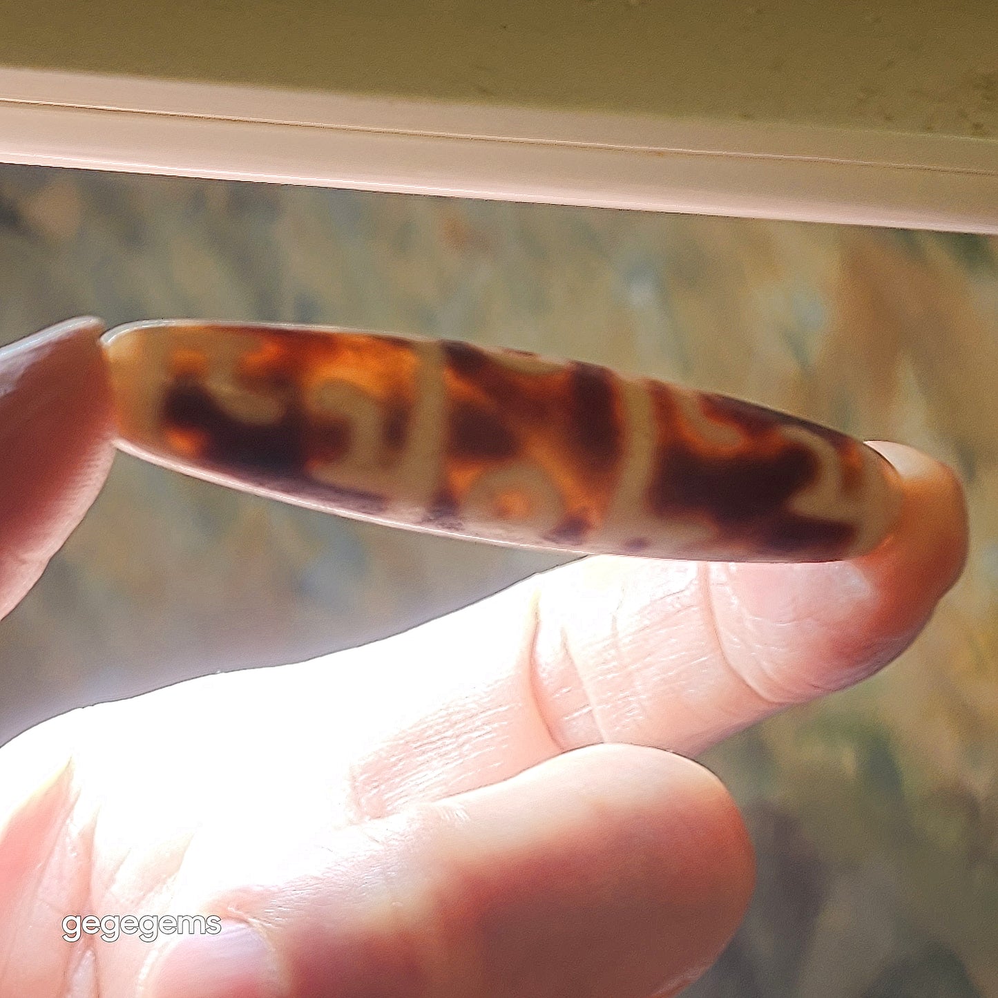 58.6mm Aged Tibetan Agate 3 Eyes Dharma Vajra Dzi pendant (Free necklace cord) 藏传老玛瑙三眼莲师法器天珠(送項链绳)
