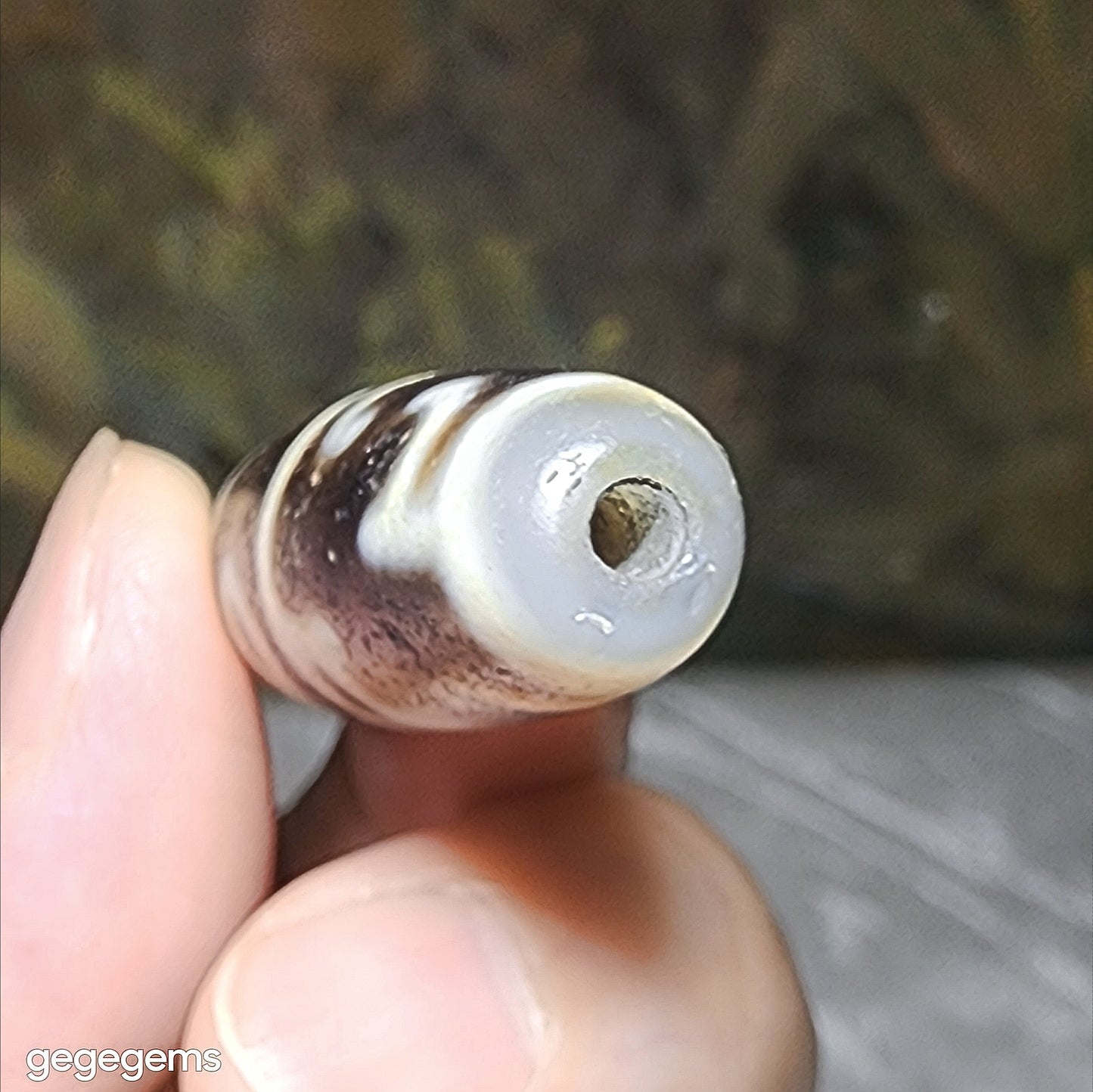 58.6mm Aged Tibetan Agate 3 Eyes Dharma Vajra Dzi pendant (Free necklace cord) 藏传老玛瑙三眼莲师法器天珠(送項链绳)