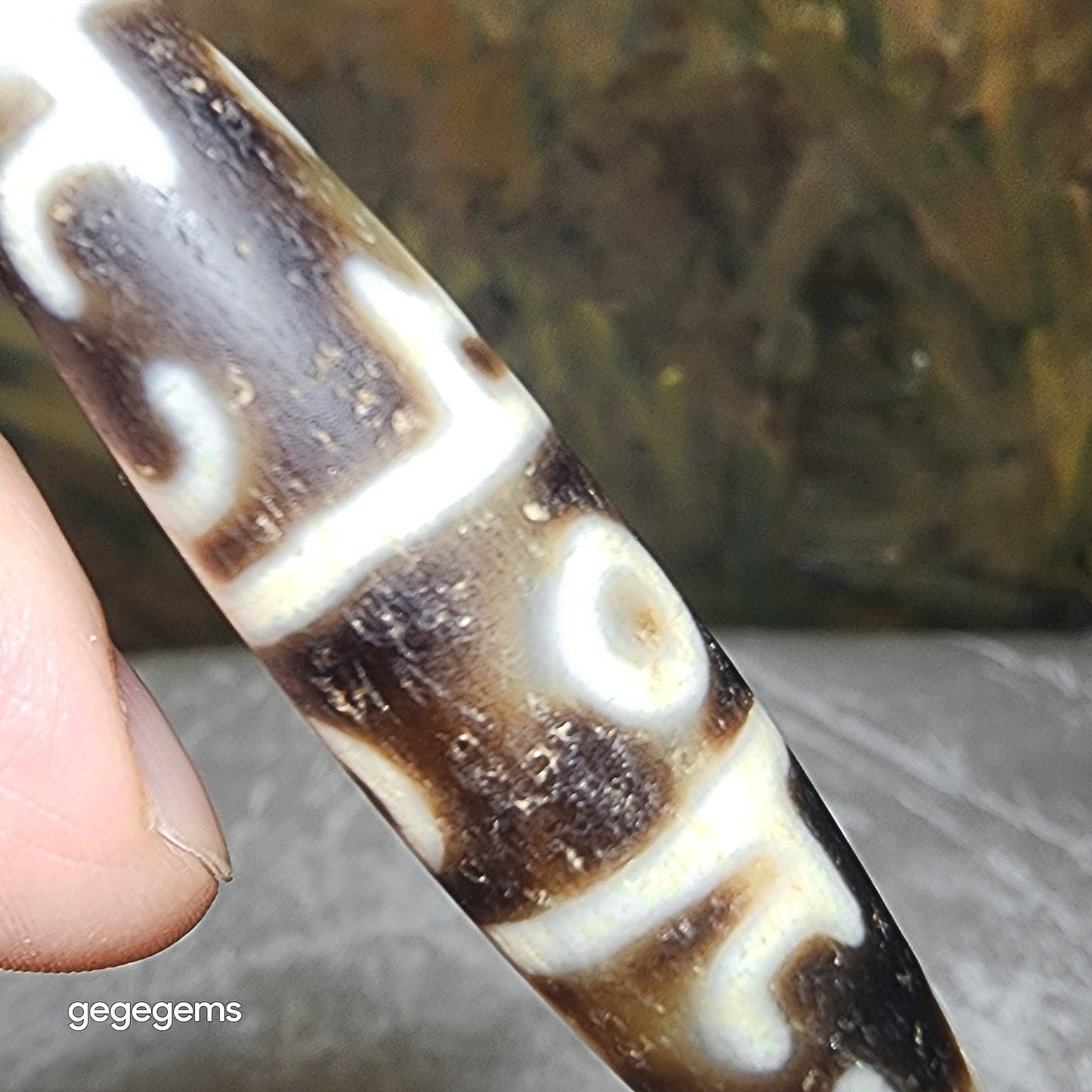 58.6mm Aged Tibetan Agate 3 Eyes Dharma Vajra Dzi pendant (Free necklace cord) 藏传老玛瑙三眼莲师法器天珠(送項链绳)