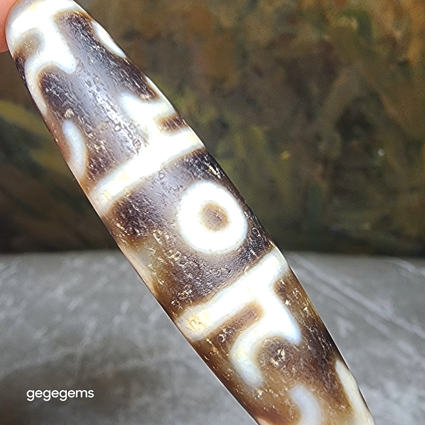 58.6mm Aged Tibetan Agate 3 Eyes Dharma Vajra Dzi pendant (Free necklace cord) 藏传老玛瑙三眼莲师法器天珠(送項链绳)