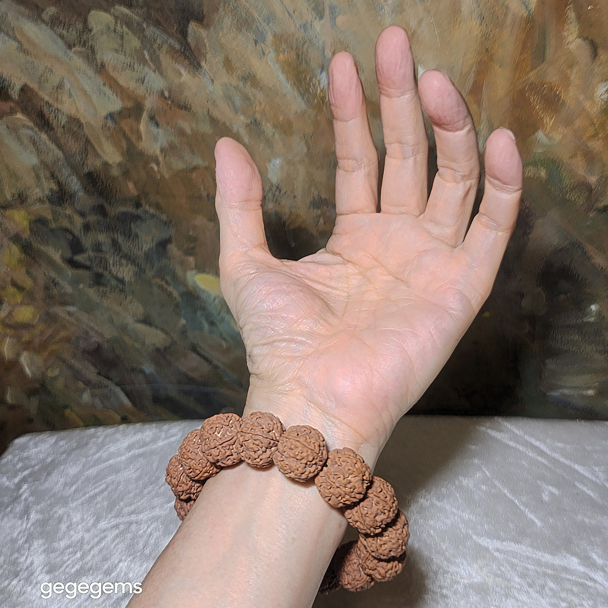 Premium 20mm natural Nepal Rudraksha high altitude (dense & high natural oil contents) pinkish same tree Double Dragons Panlong 5 Mukhi bracelet 精品尼泊尔五瓣高山安娜籽粉红皮同树双龙盘龙大金刚菩提子手链