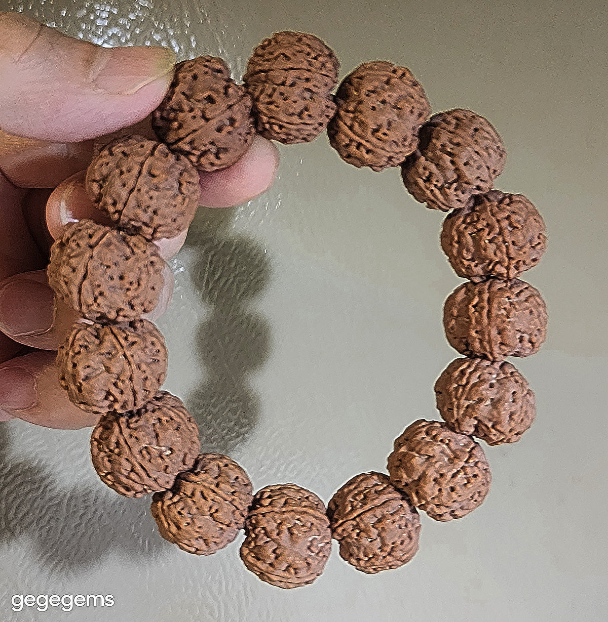 Premium 20mm natural Nepal Rudraksha high altitude (dense & high natural oil contents) pinkish same tree Double Dragons Panlong 5 Mukhi bracelet 精品尼泊尔五瓣高山安娜籽粉红皮同树双龙盘龙大金刚菩提子手链