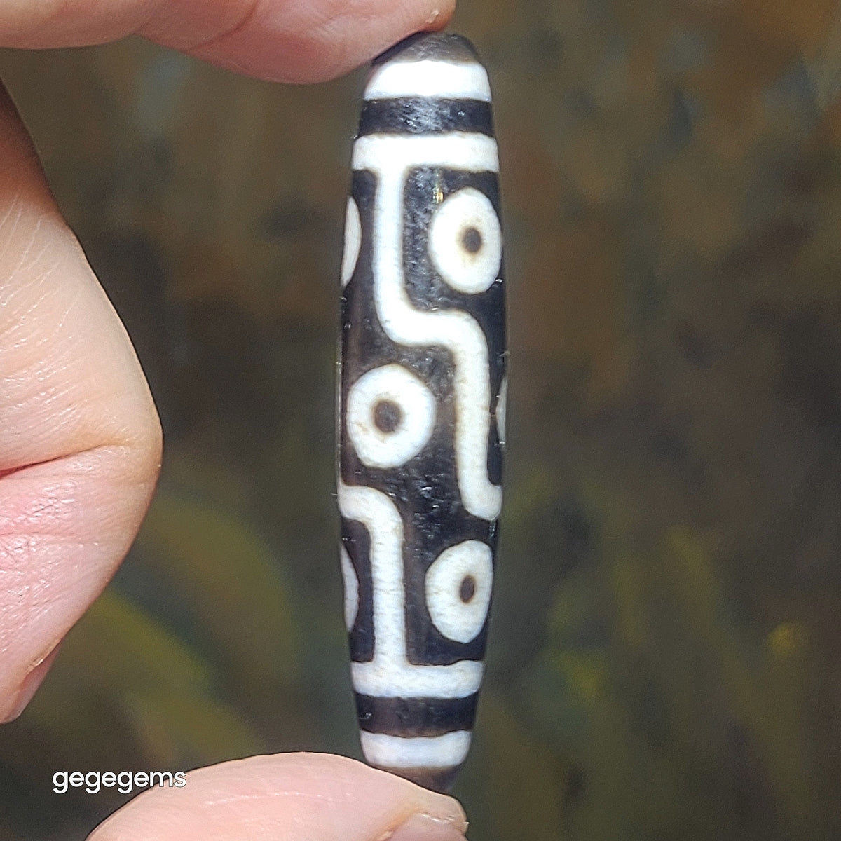 57.5mm Aged Tibetan Agate dark brown 9 Eyes Dzi (Free necklace cord) [Natural Crystal] 藏传深色大号老料九眼天珠(送项链绳)