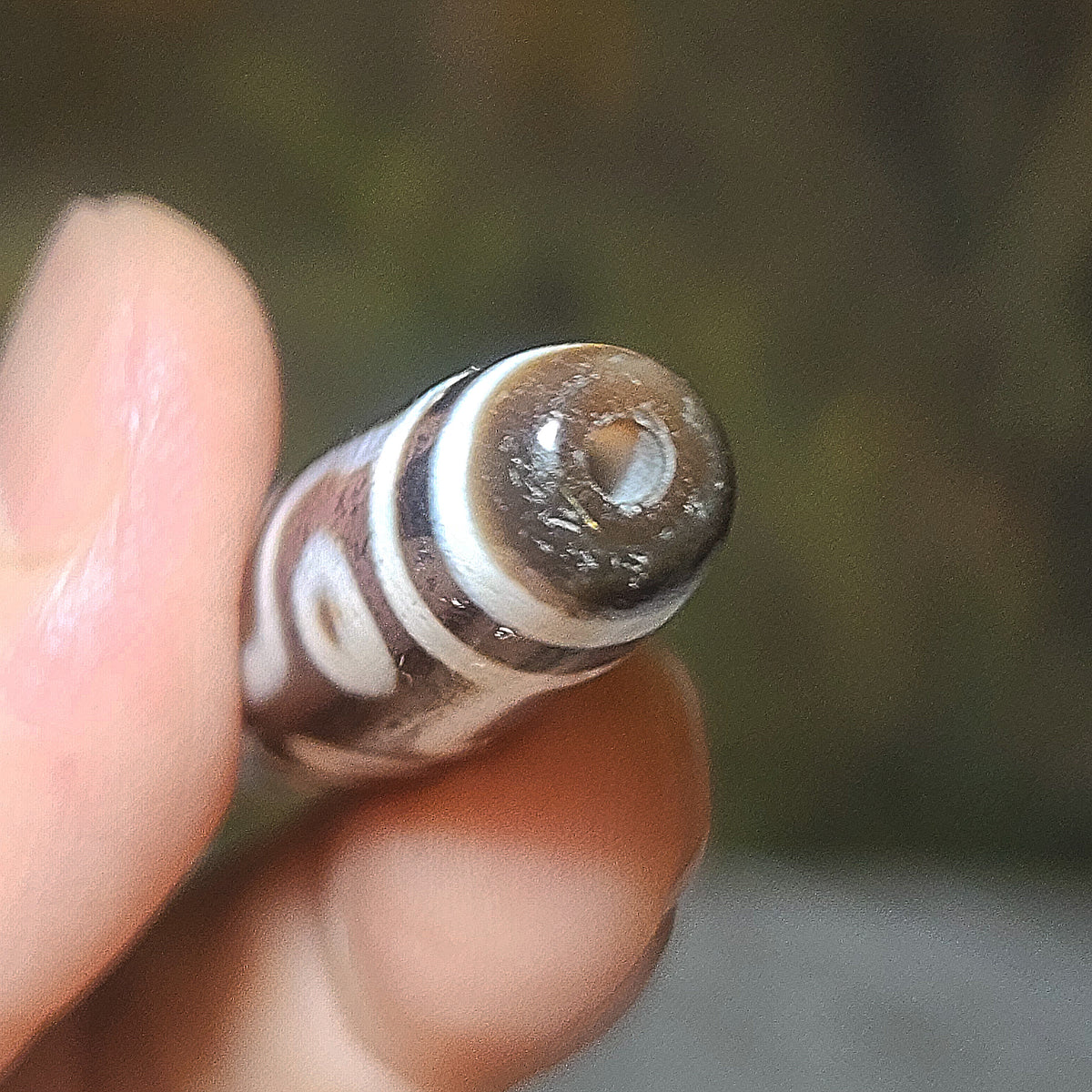 57.5mm Aged Tibetan Agate dark brown 9 Eyes Dzi (Free necklace cord) [Natural Crystal] 藏传深色大号老料九眼天珠(送项链绳)