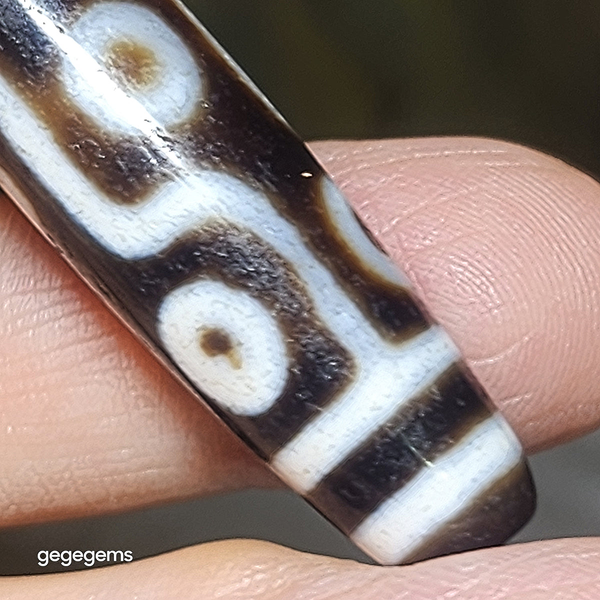 57.5mm Aged Tibetan Agate dark brown 9 Eyes Dzi (Free necklace cord) [Natural Crystal] 藏传深色大号老料九眼天珠(送项链绳)