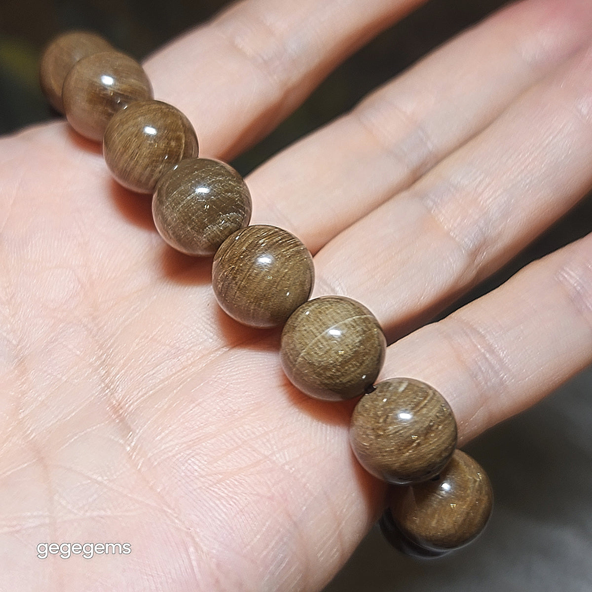 Gegegems Collection 12mm premium aged Madagascar Petrified Wood bracelet [Natural Crystal] 精品马达加斯加老料木化石手链