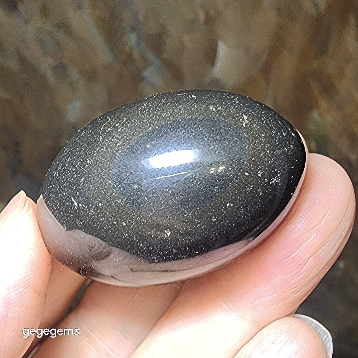 4.2cm Narmada Black Shiva Lingam handheld [Natural Crystal]