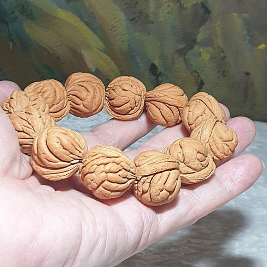 22mm dense and high natural oil contents "Dragon Pattern" Peach Pits bracelet [Natural unprocessed] 高油高密龙纹桃核手链/手持