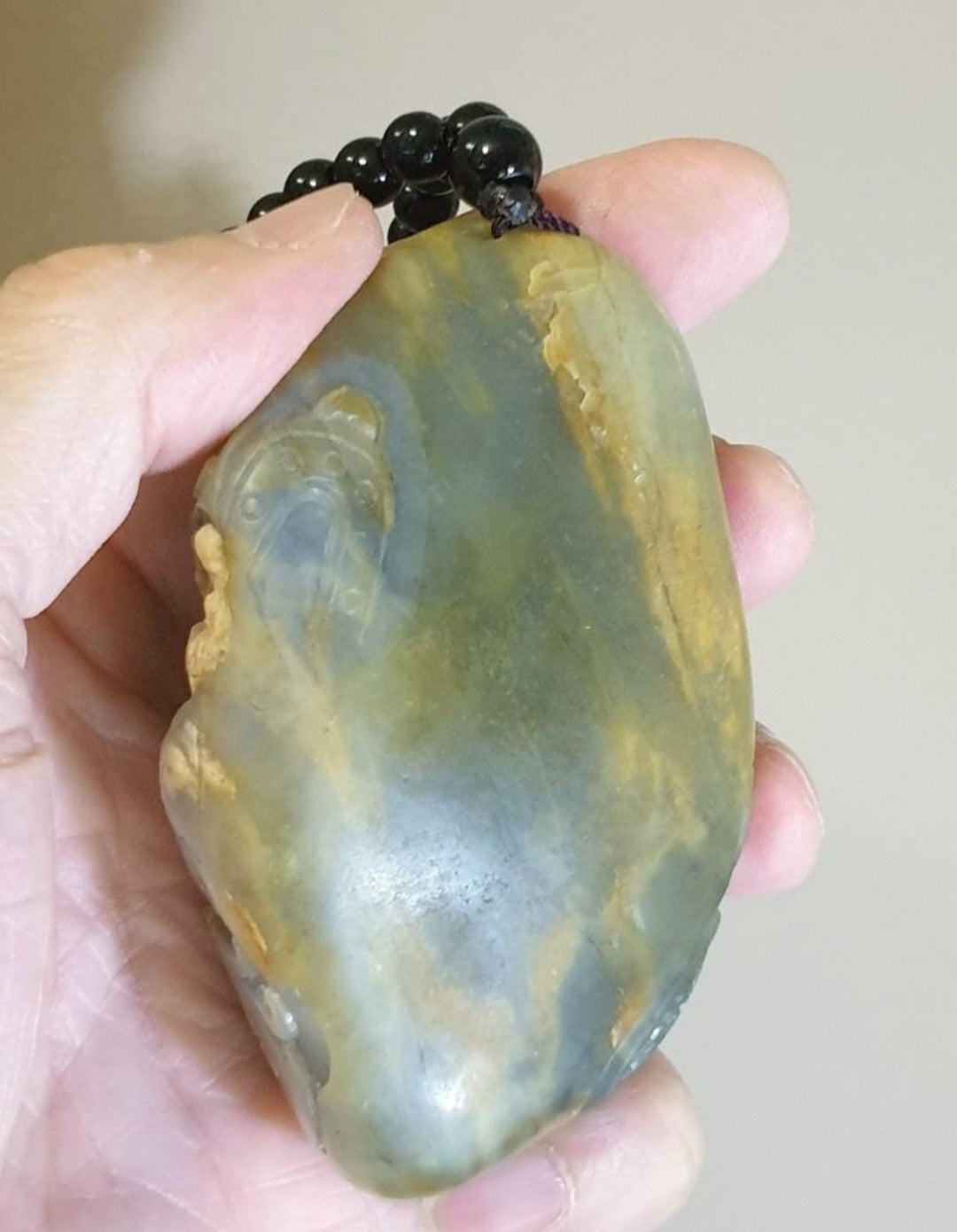 Hetian Qinghua Pebble Nephrite with yellowish oxidization Dragon, Phoenix, Pi Xiu, Ancient Coin and Ancient Chinese Characters Jade handheld piece (with certificate) [Natural Crystal] 和田玉青花籽玉黄沁皮龙风貔貅篆体千字文大手把件(带证书)《千字文》天地玄黄 宇宙洪荒