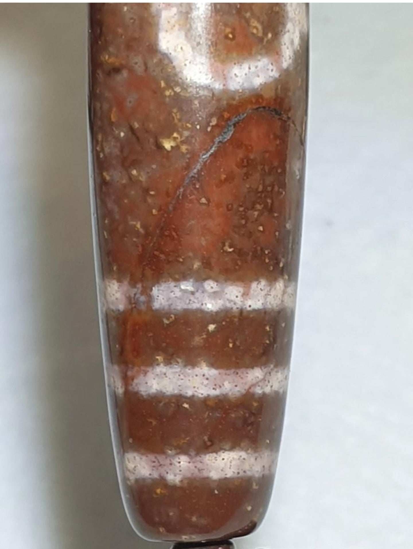 76mm Aged Tibetan Zhang Zhung Natural Eyes Benefactor Savior Dzi pendant with lots of red spots (with certificate) [Natural Crystal] 西藏老矿天眼滿朱砂贵人天珠(带证书)